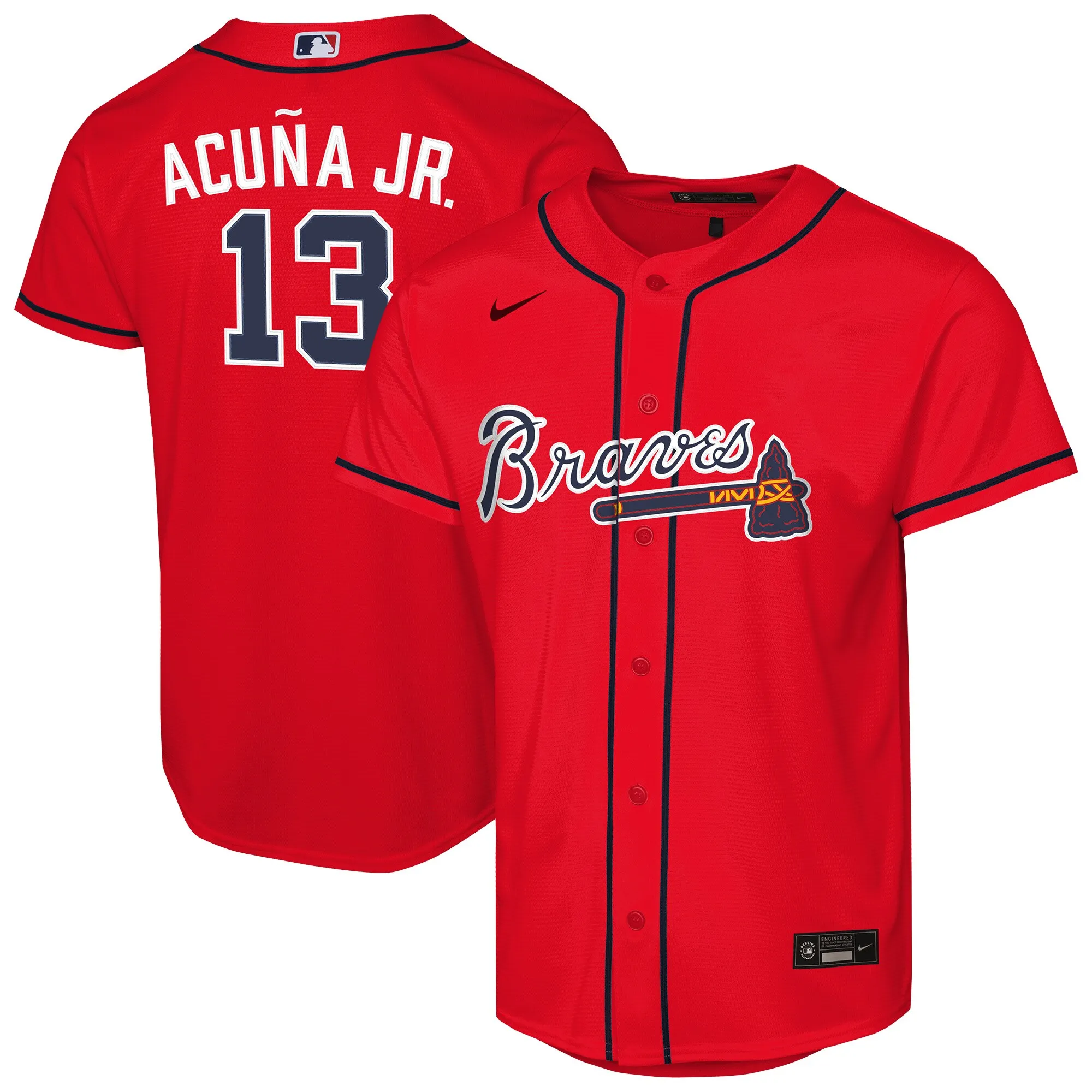 Ronald Acuña Jr. Atlanta Braves Nike Youth Alternate 2 Replica Jersey - Red