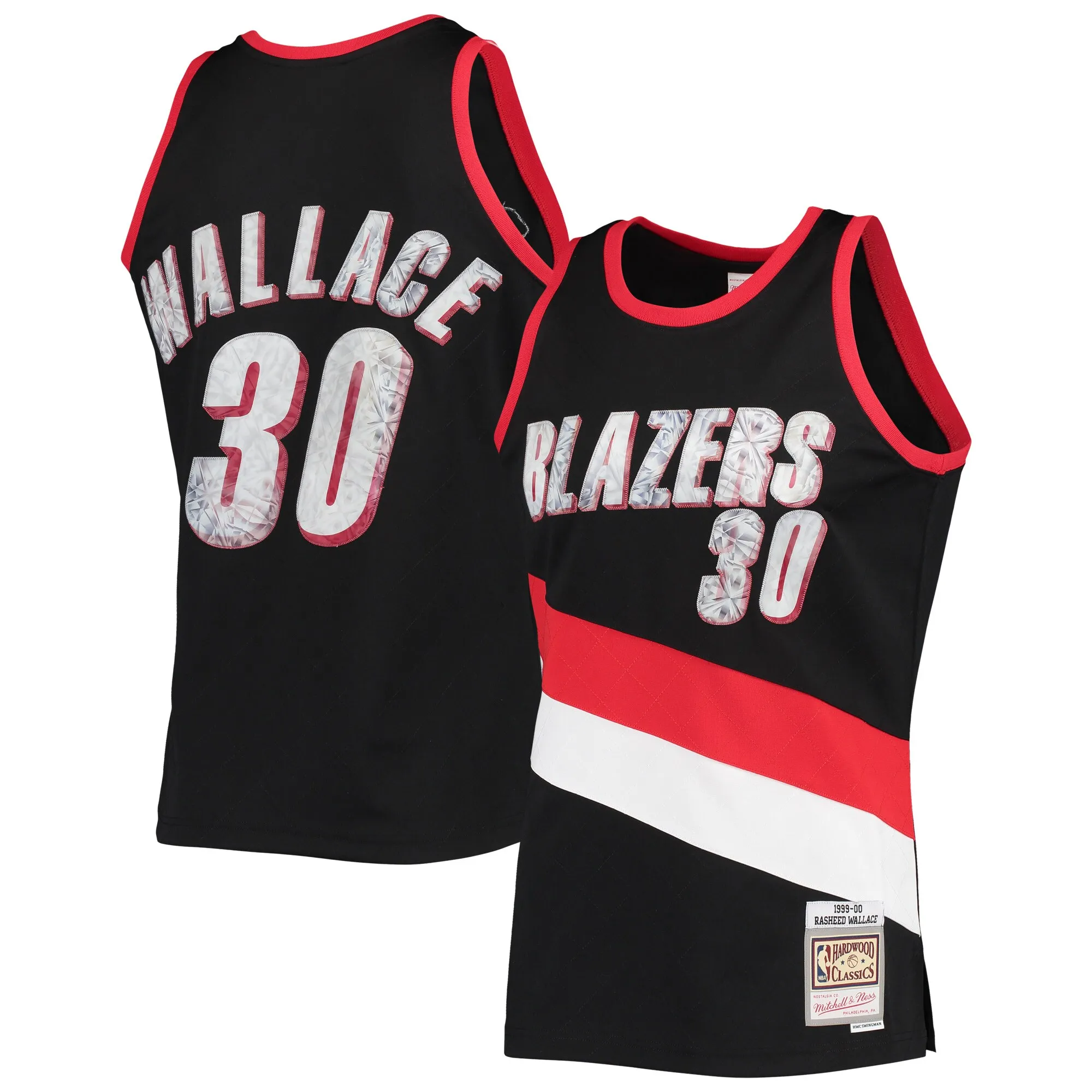 Rasheed Wallace Portland Trail Blazers Mitchell & Ness 1999-00 Hardwood Classics NBA 75th Anniversary Diamond Swingman Jersey - Black