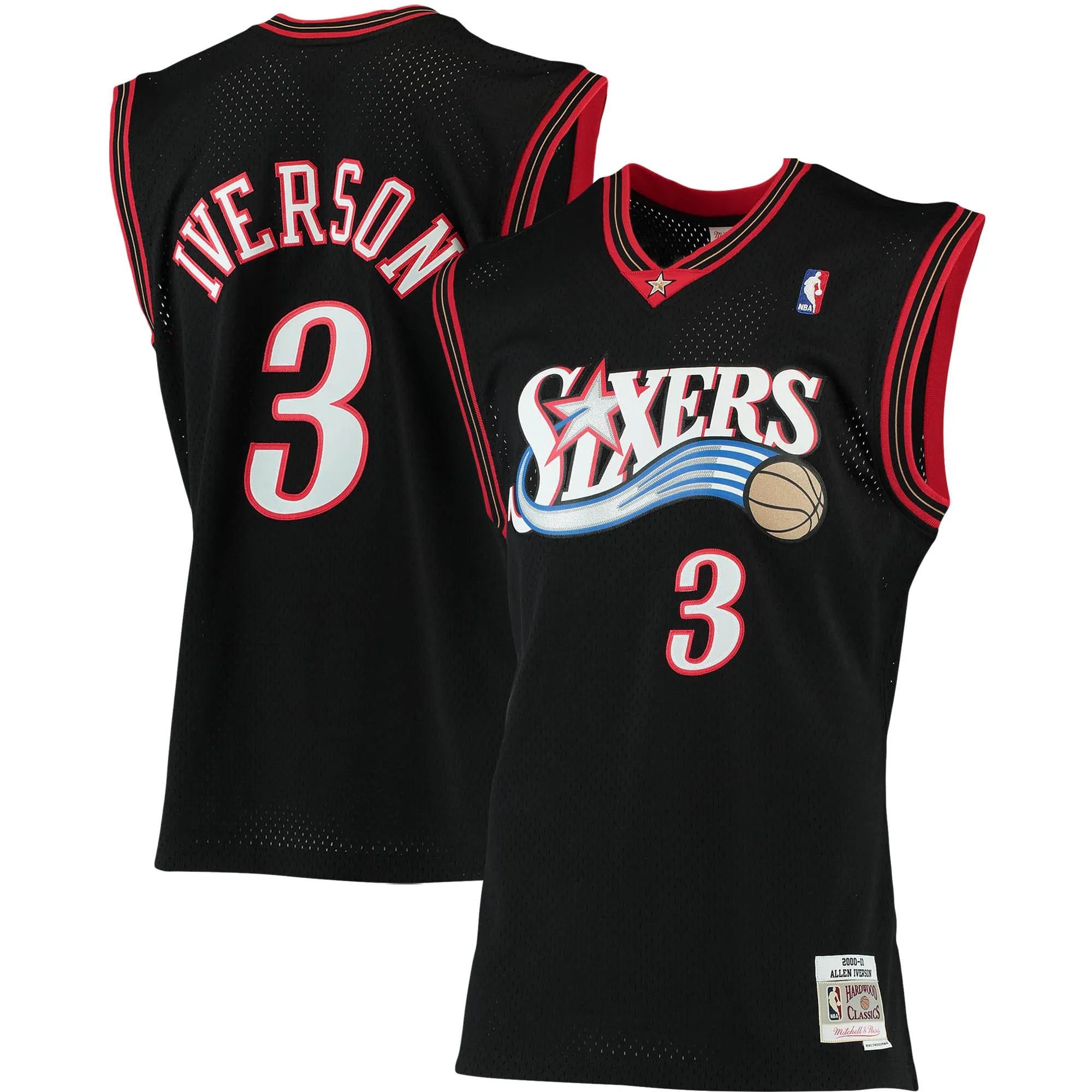 Allen Iverson Philadelphia 76ers Mitchell & Ness 2000-01 Big & Tall Hardwood Classics Swingman Jersey - Black