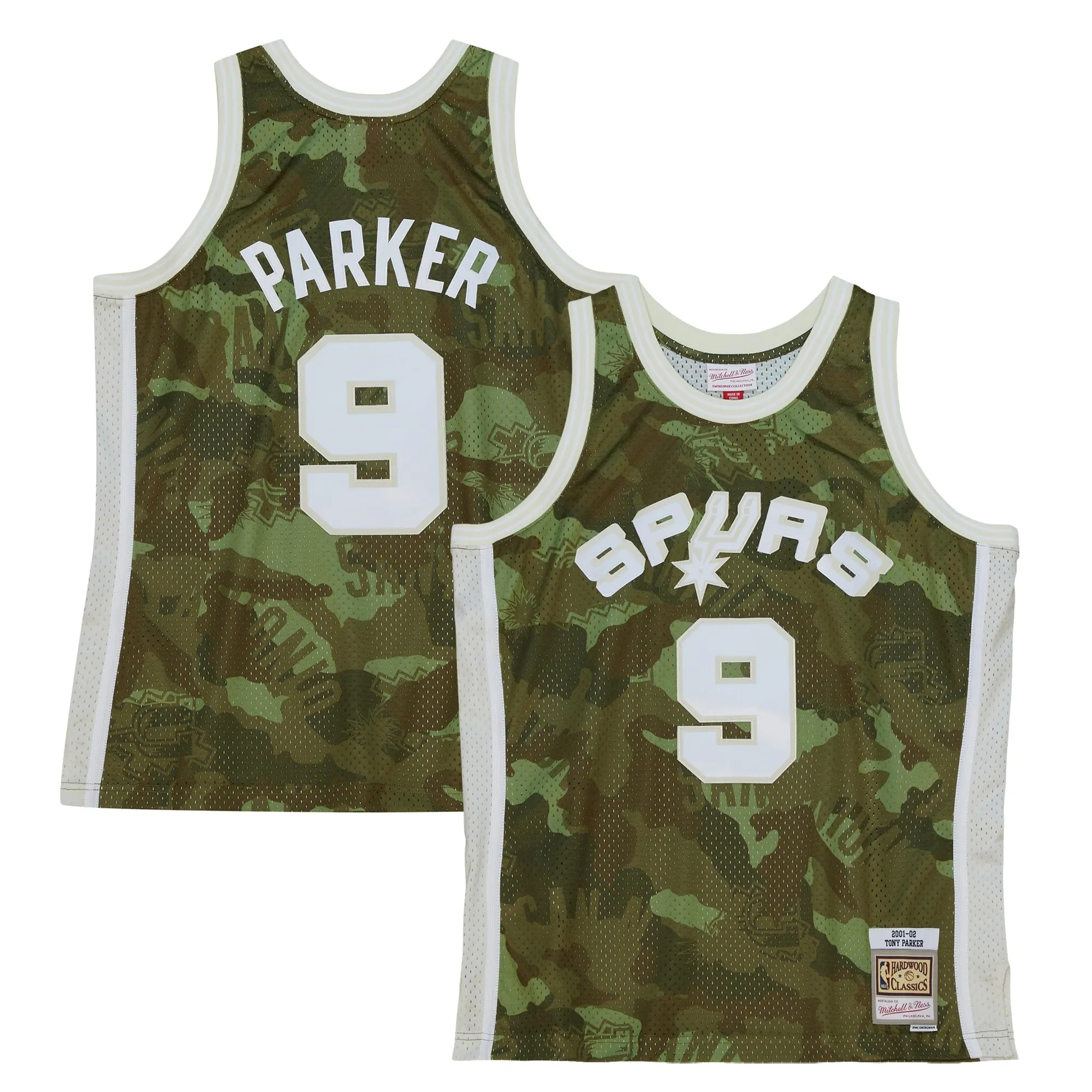 Tony Parker San Antonio Spurs Mitchell & Ness Hardwood Classics 2000-01 Ghost Green Swingman Jersey - Camo