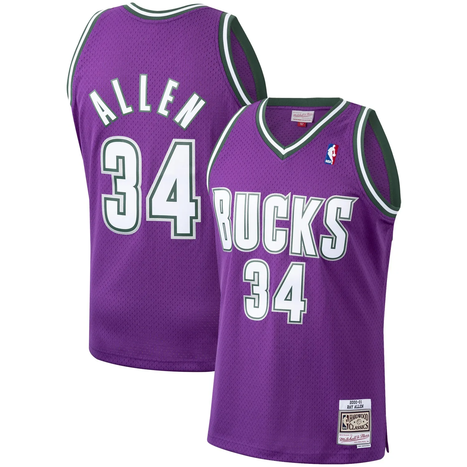 Ray Allen Milwaukee Bucks Mitchell & Ness 2000-01 Hardwood Classics Swingman Jersey - Purple