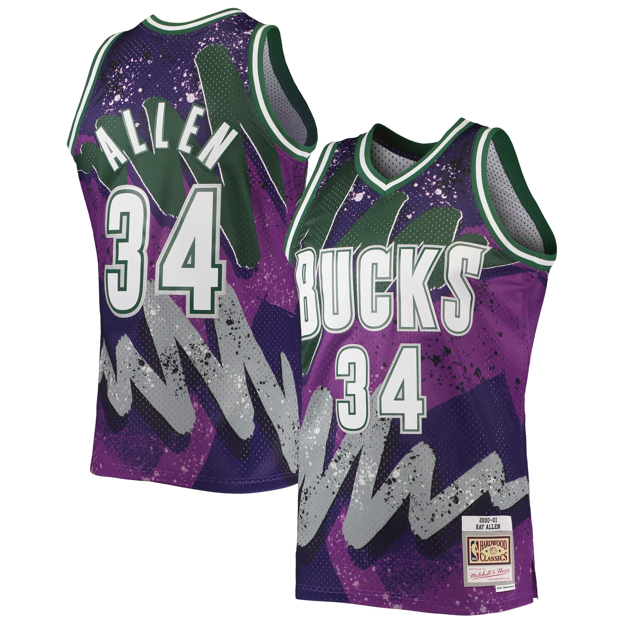 Ray Allen Milwaukee Bucks Mitchell & Ness Hardwood Classics 2000-01 Hyper Hoops Swingman Jersey - Purple