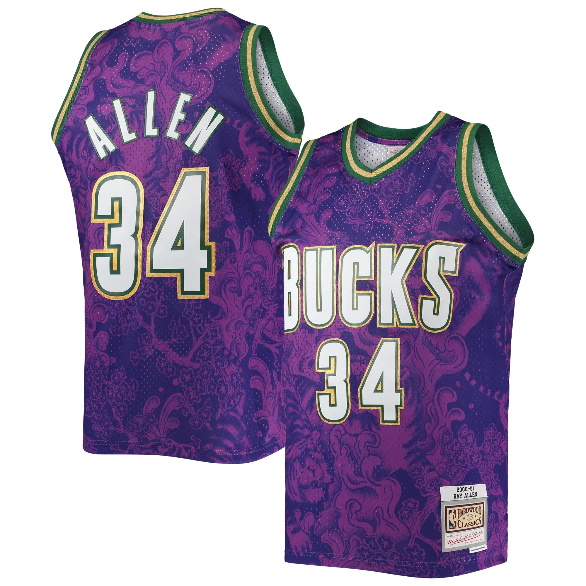 Ray Allen Milwaukee Bucks Mitchell & Ness Hardwood Classics 2000-01 Lunar New Year Swingman Jersey - Purple