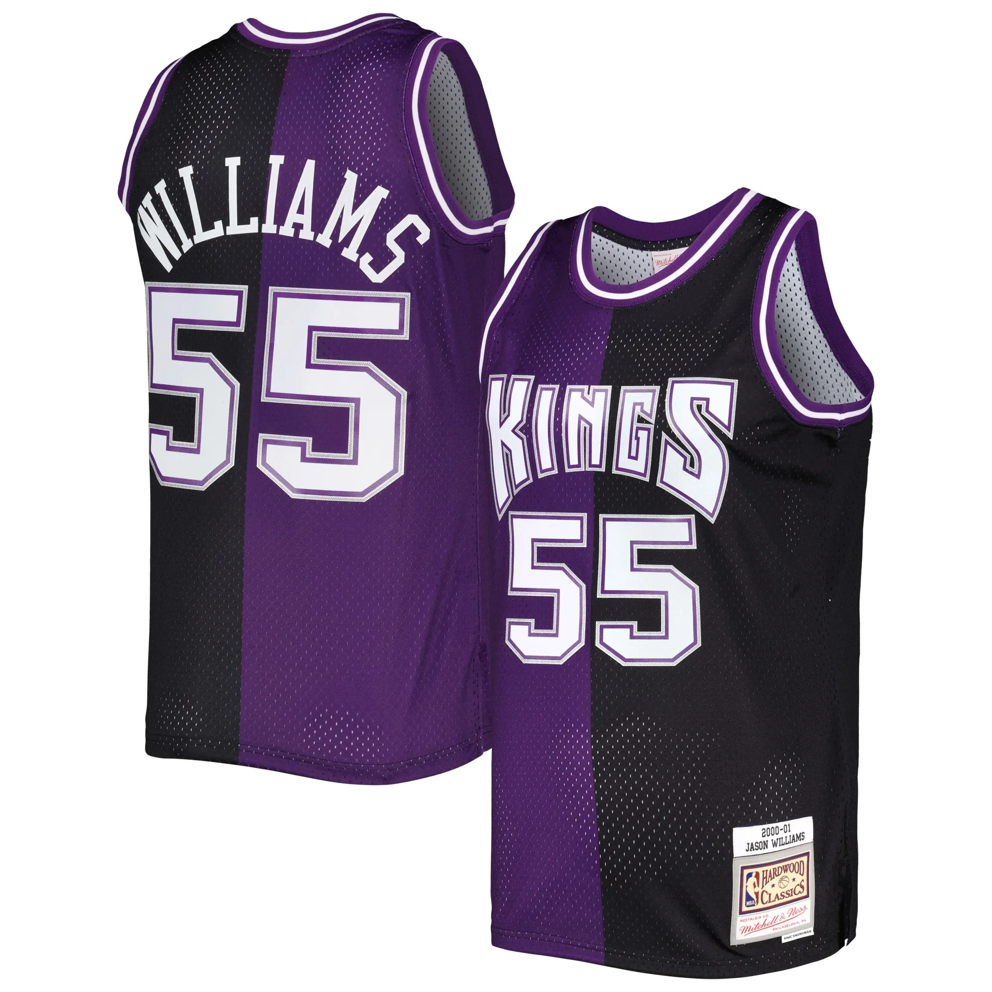 Jason Williams Sacramento Kings Mitchell & Ness Hardwood Classics 2000-01 Split Swingman Jersey - Purple-Black