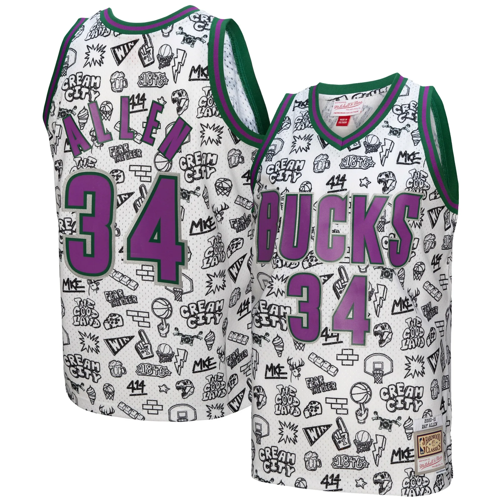 Ray Allen Milwaukee Bucks Mitchell & Ness 2000-01 Swingman Jersey - White