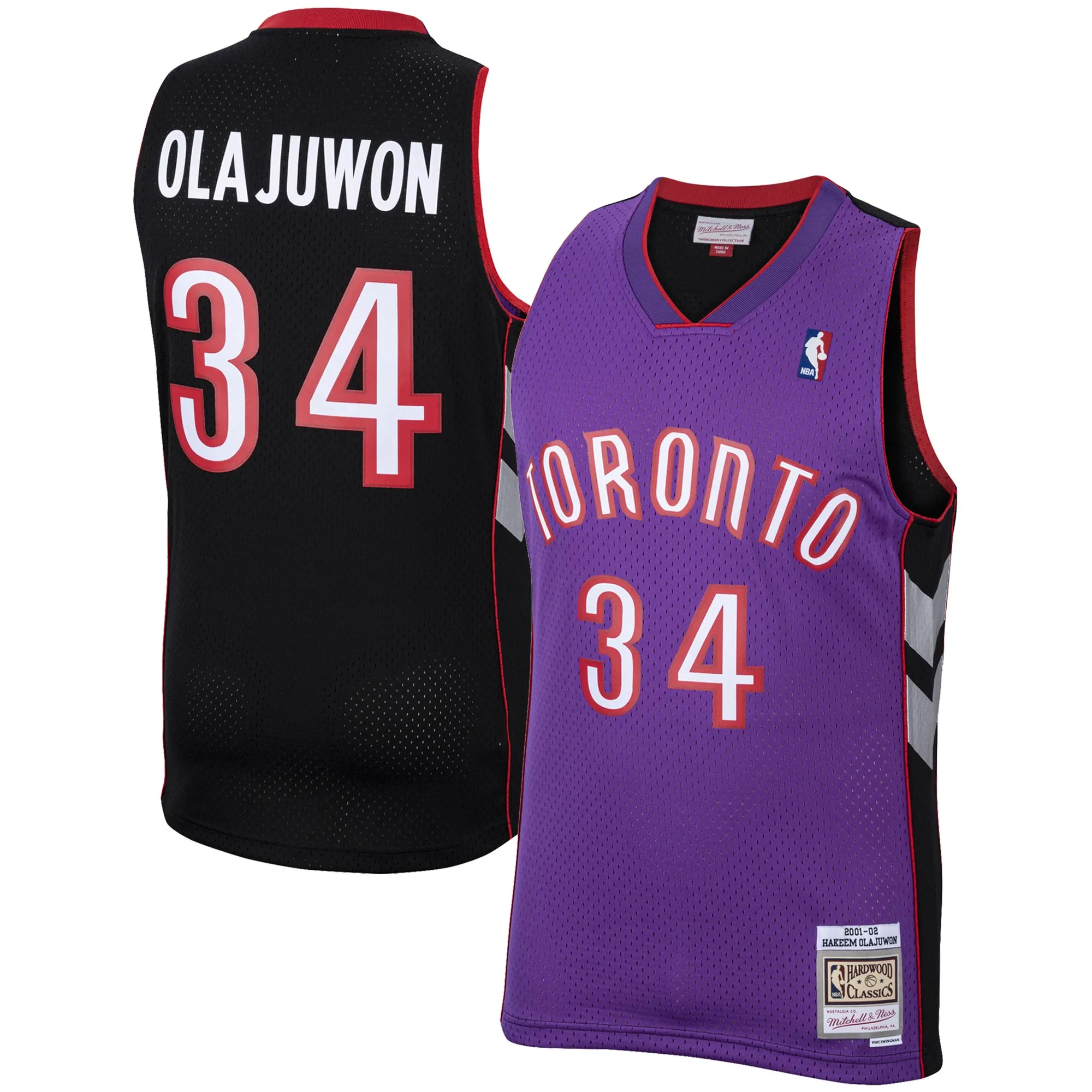Hakeem Olajuwon Toronto Raptors Mitchell & Ness 2001-02 Hardwood Classics Swingman Jersey - Purple