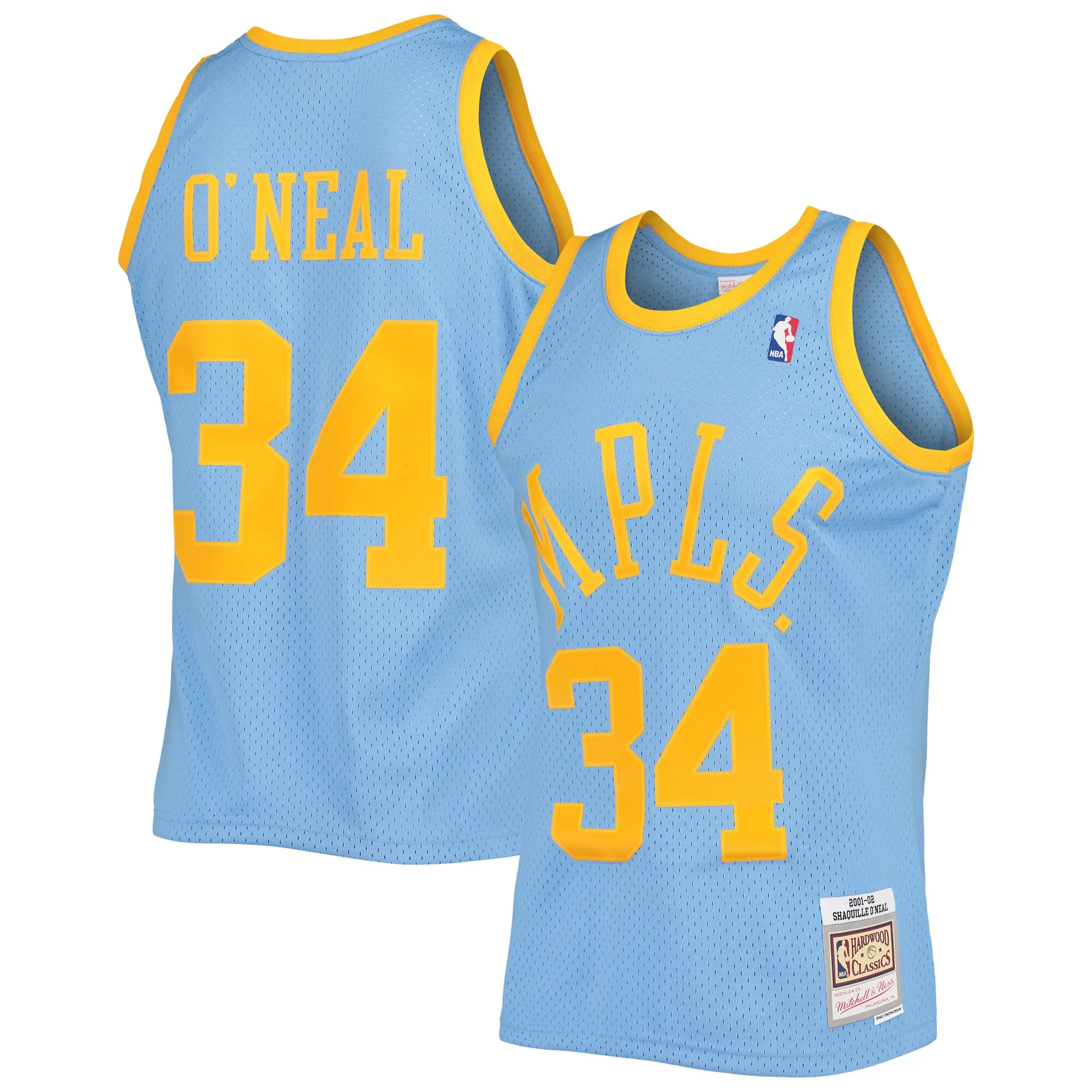 Shaquille O'Neal Los Angeles Lakers Mitchell & Ness 2001-02 Hardwood Classics Swingman Jersey - Powder Blue