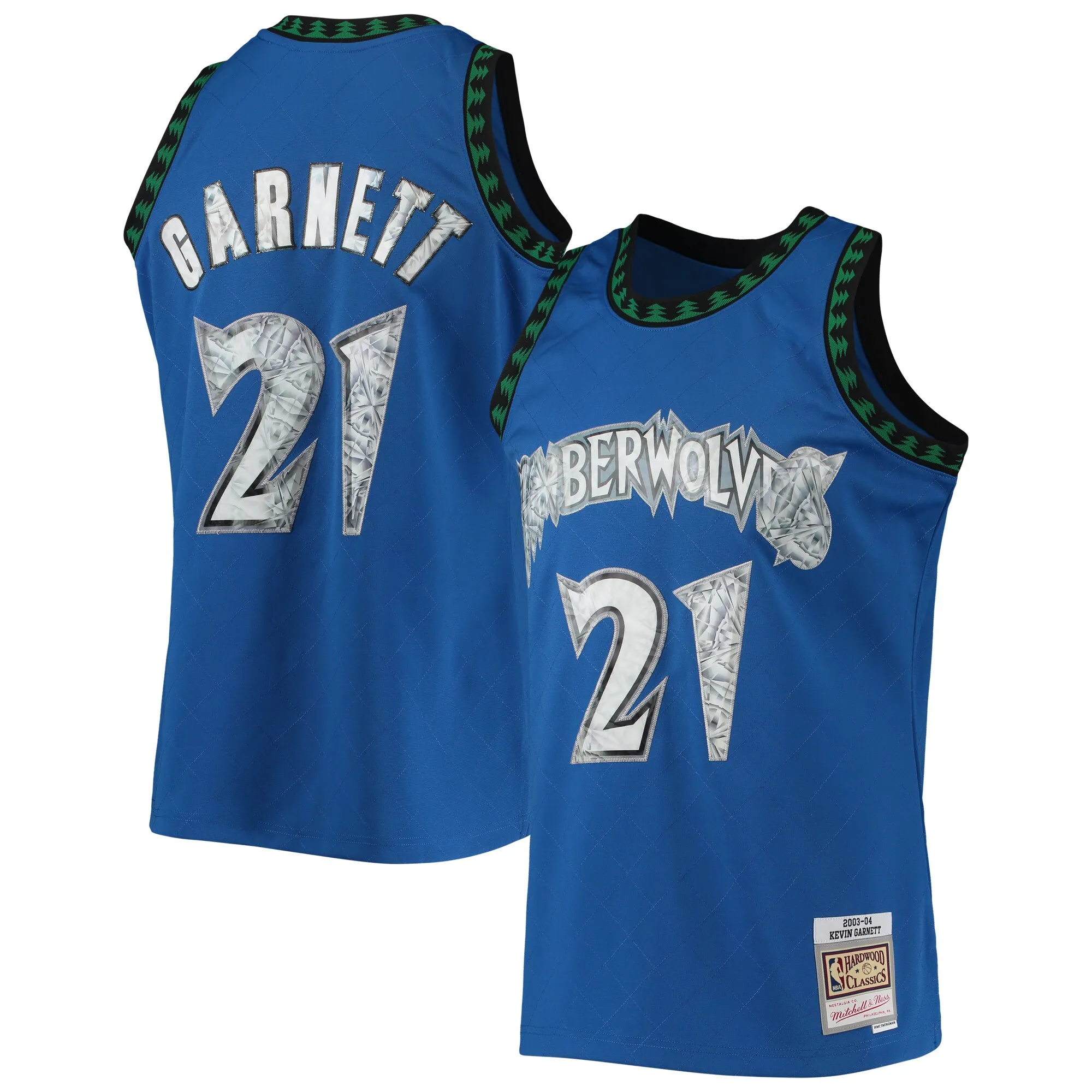 Kevin Garnett Minnesota Timberwolves Mitchell & Ness 2003-04 Hardwood Classics NBA 75th Anniversary Diamond Swingman Jersey - Blue
