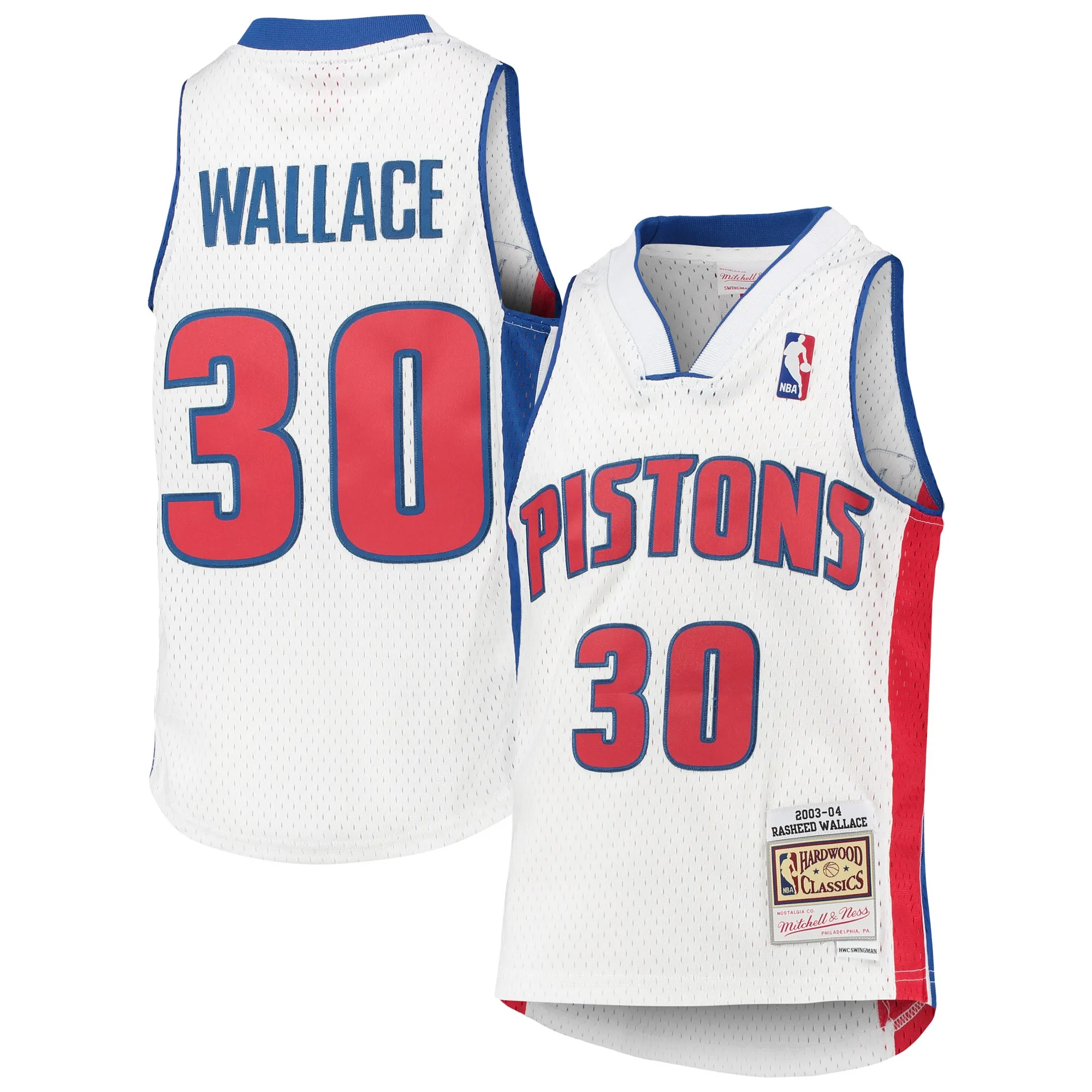 Rasheed Wallace Detroit Pistons Mitchell & Ness Youth 2003-04 Hardwood Classics Swingman Jersey - White