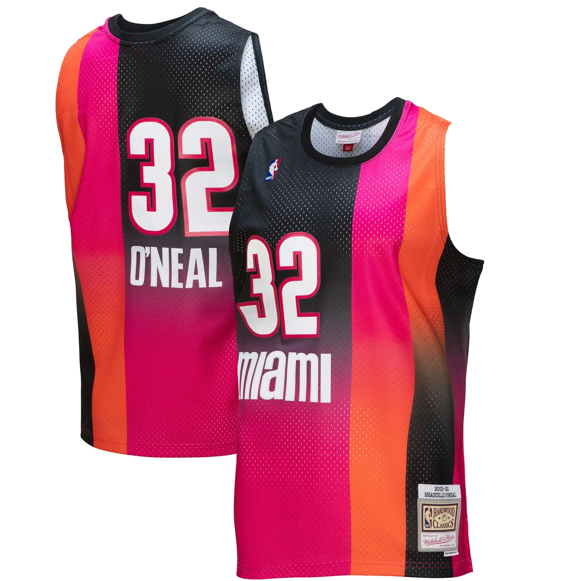 Shaquille O'Neal Miami Heat Mitchell & Ness 2005-06 Hardwood Classics Fadeaway Swingman Player Jersey - Pink-Black