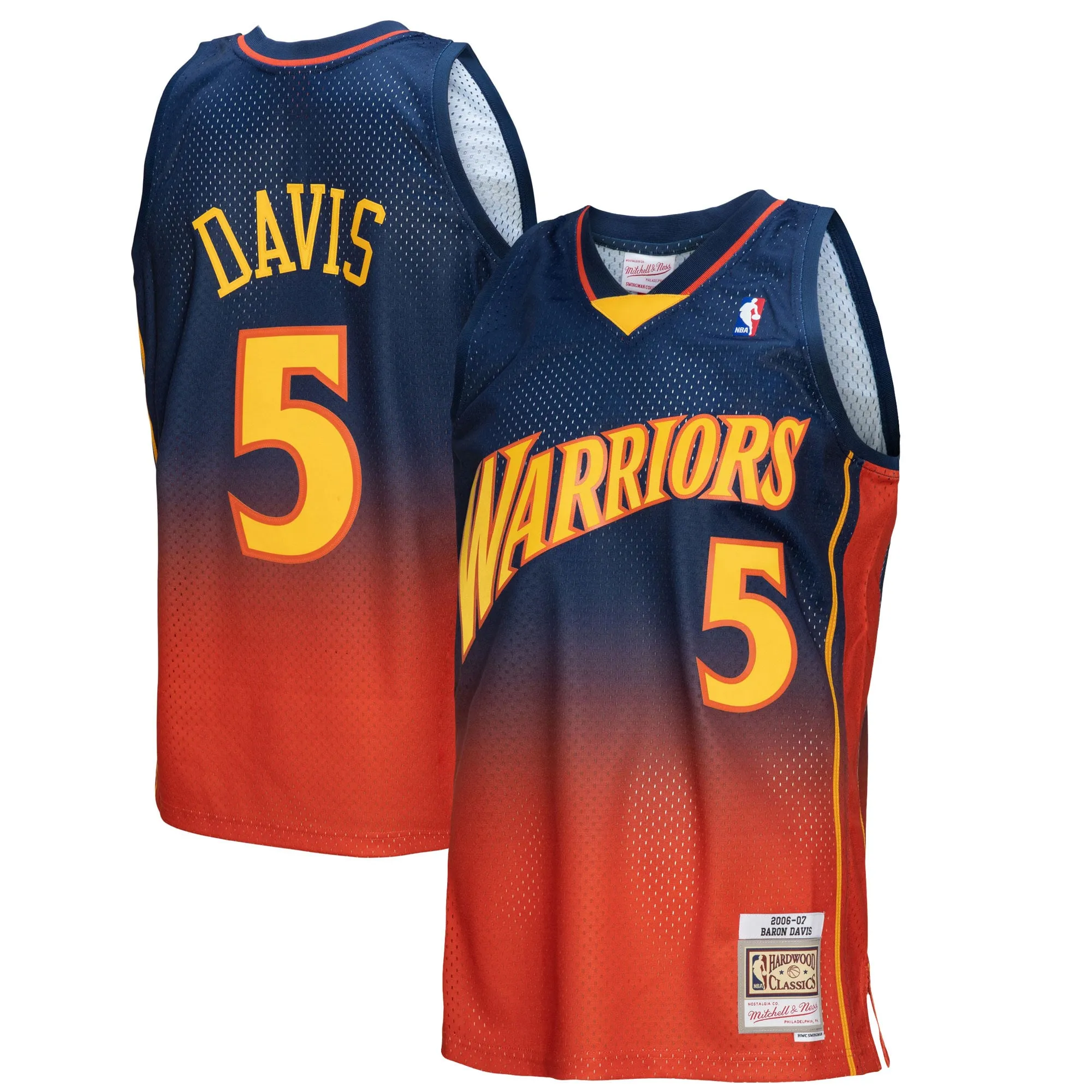 Baron Davis Golden State Warriors Mitchell & Ness 2006-07 Hardwood Classics Fadeaway Swingman Player Jersey - Navy-Orange