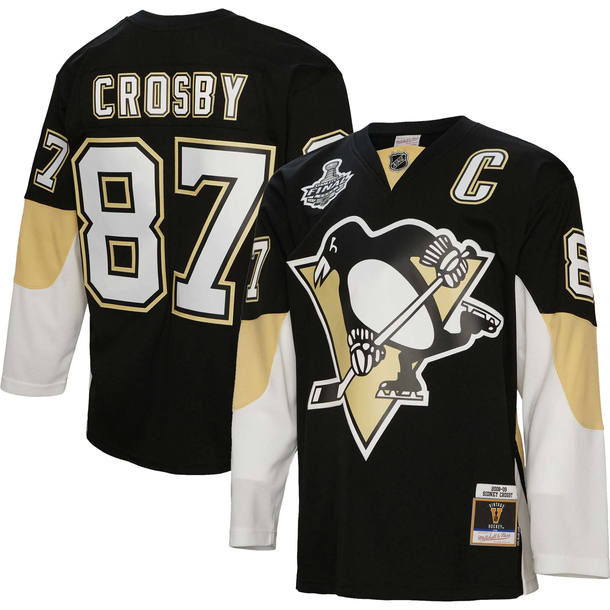 Sidney Crosby Pittsburgh Penguins Mitchell & Ness Captain Patch 2008-09 Blue Line Player Jersey - Black