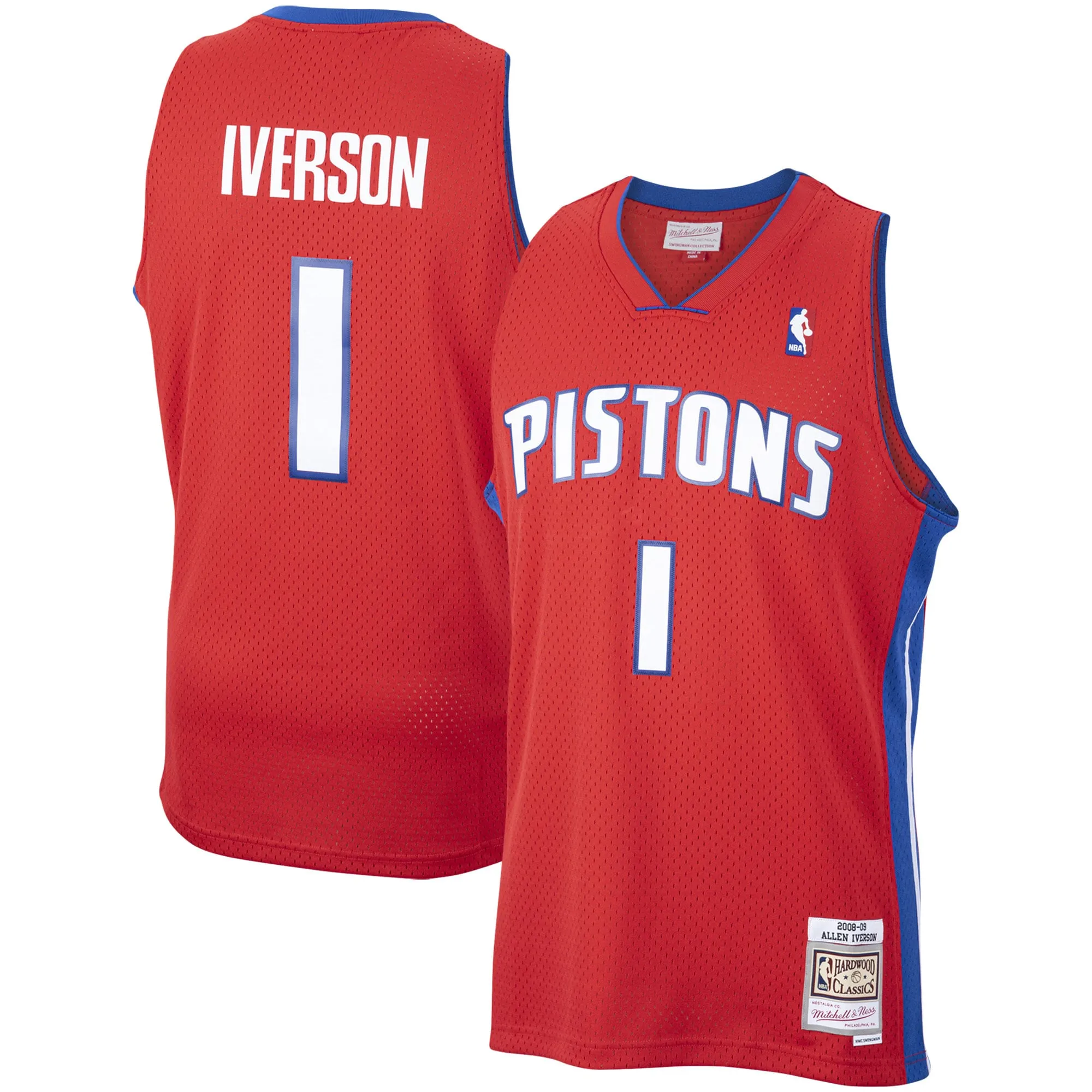 Allen Iverson Detroit Pistons Mitchell & Ness  2008-09 Hardwood Classics Swingman Jersey - Red