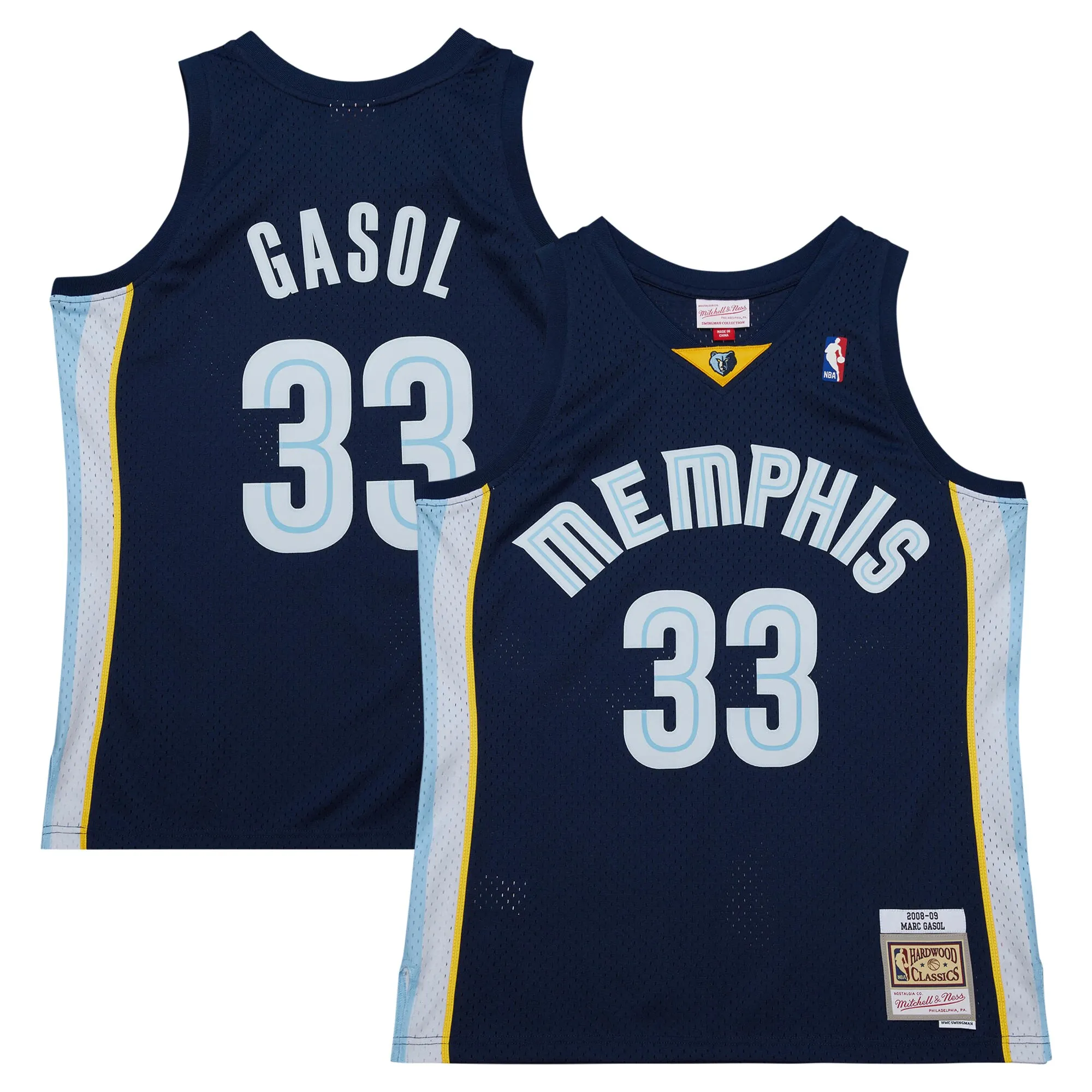 Marc Gasol Memphis Grizzlies Mitchell & Ness  2008-09 Hardwood Classics Swingman Throwback Jersey - Navy