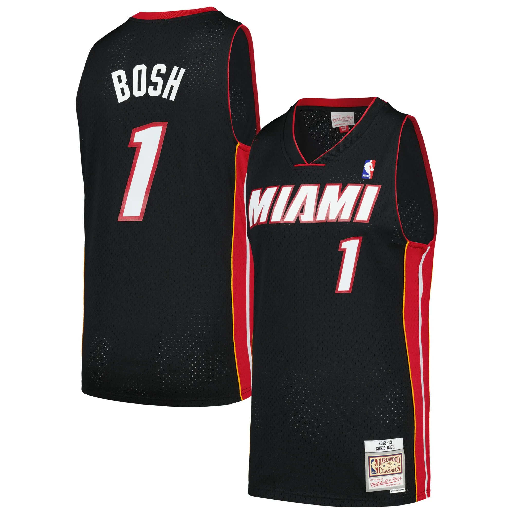 Chris Bosh Miami Heat Mitchell & Ness  2012-13 Hardwood Classics Swingman Jersey - Black