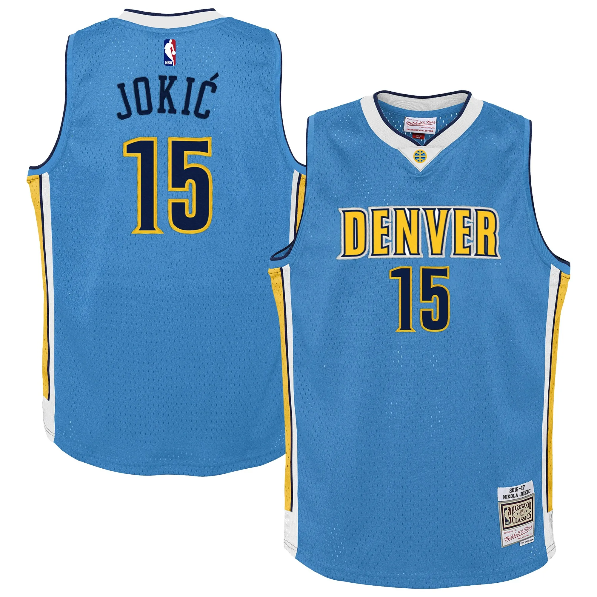 Nikola Jokic Denver Nuggets Mitchell & Ness Youth 2016-17 Hardwood Classics Swingman Jersey - Light Blue