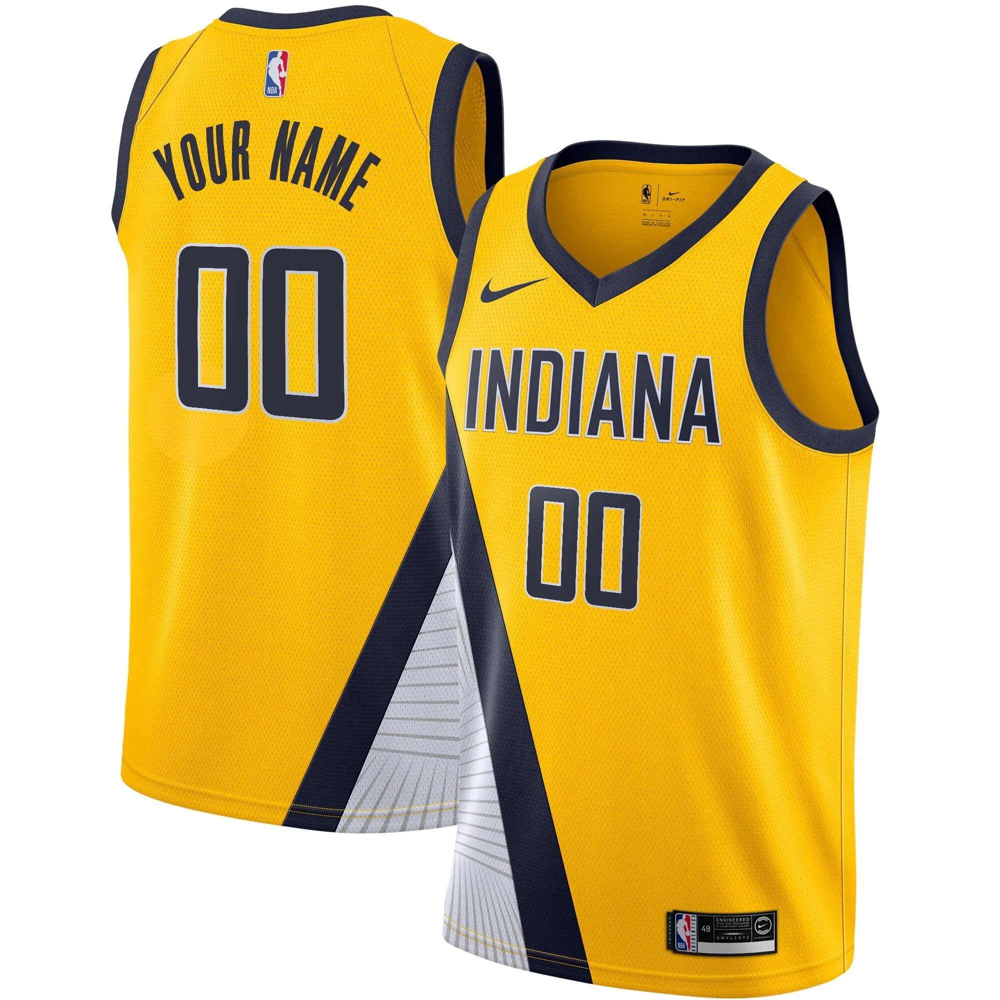 Indiana Pacers Nike 2019-20 Custom Swingman Jersey Yellow - Statement Edition