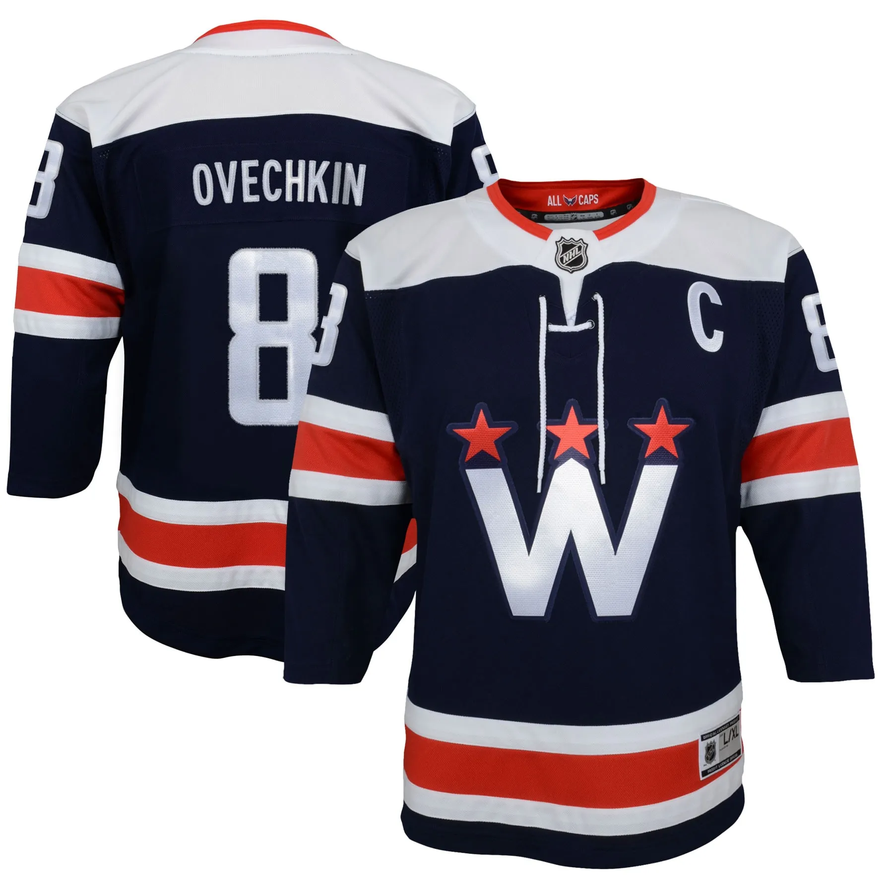 Alexander Ovechkin Washington Capitals Youth 2020-21 Alternate Premier Player Jersey - Navy