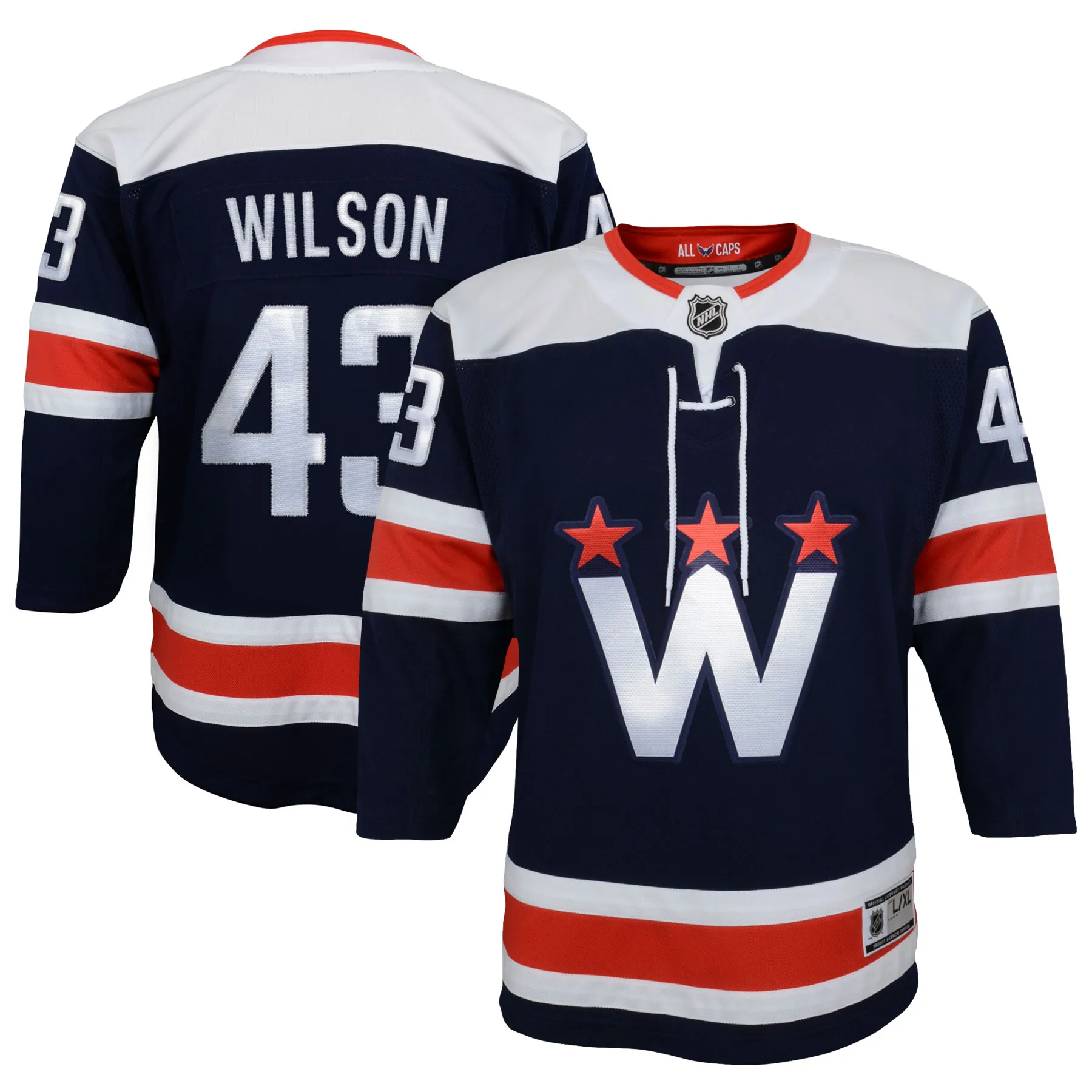 Tom Wilson Washington Capitals Youth 2020-21 Alternate Premier Player Jersey - Navy