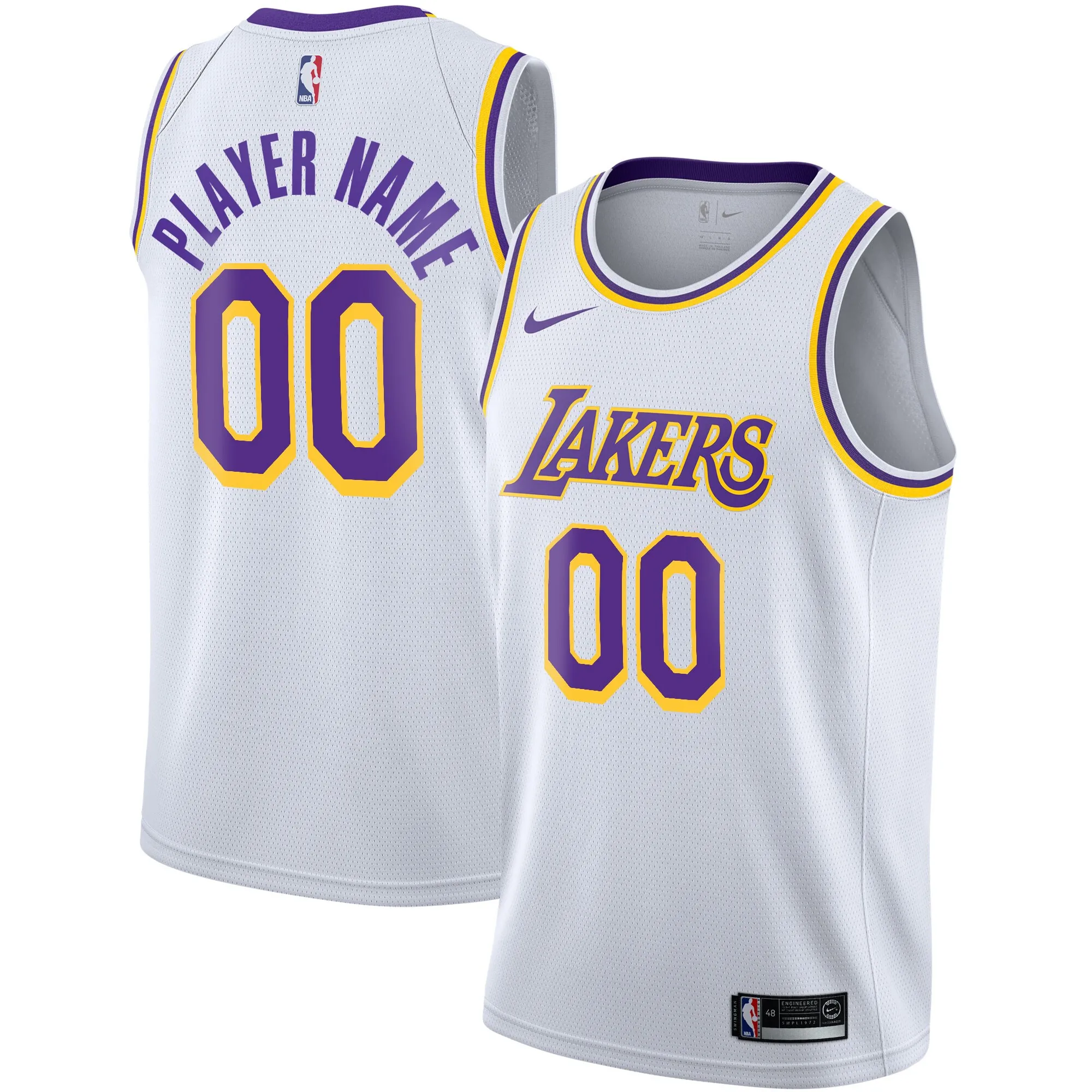 Los Angeles Lakers Nike 2020-21 Swingman Custom Jersey - Association Edition - White