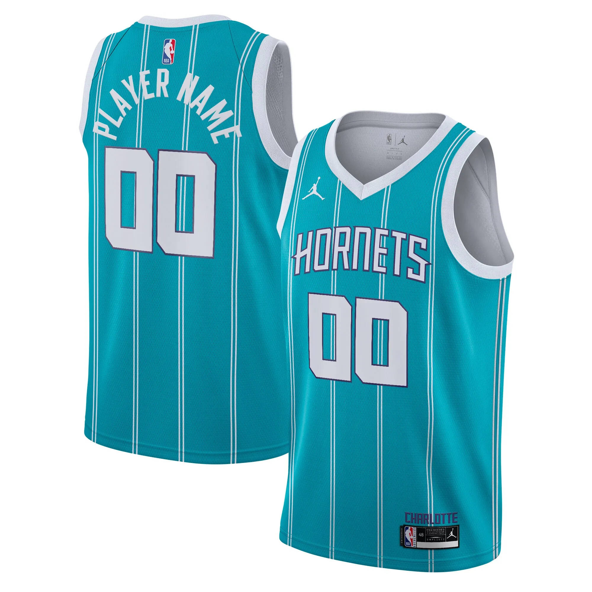 Charlotte Hornets Jordan Brand 2020-21 Swingman Custom Jersey - Icon Edition - Teal