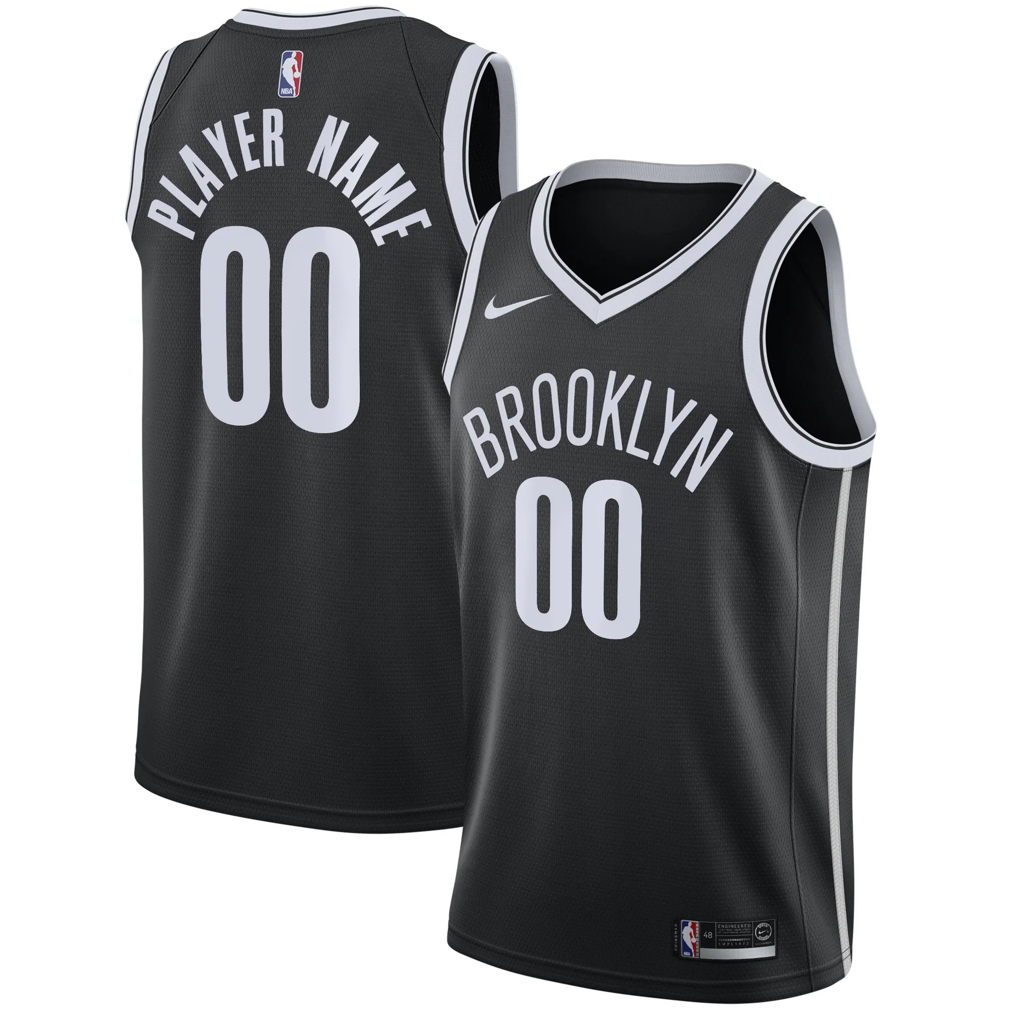 Brooklyn Nets Nike 2020-21 Swingman Custom Jersey - Icon Edition - Black