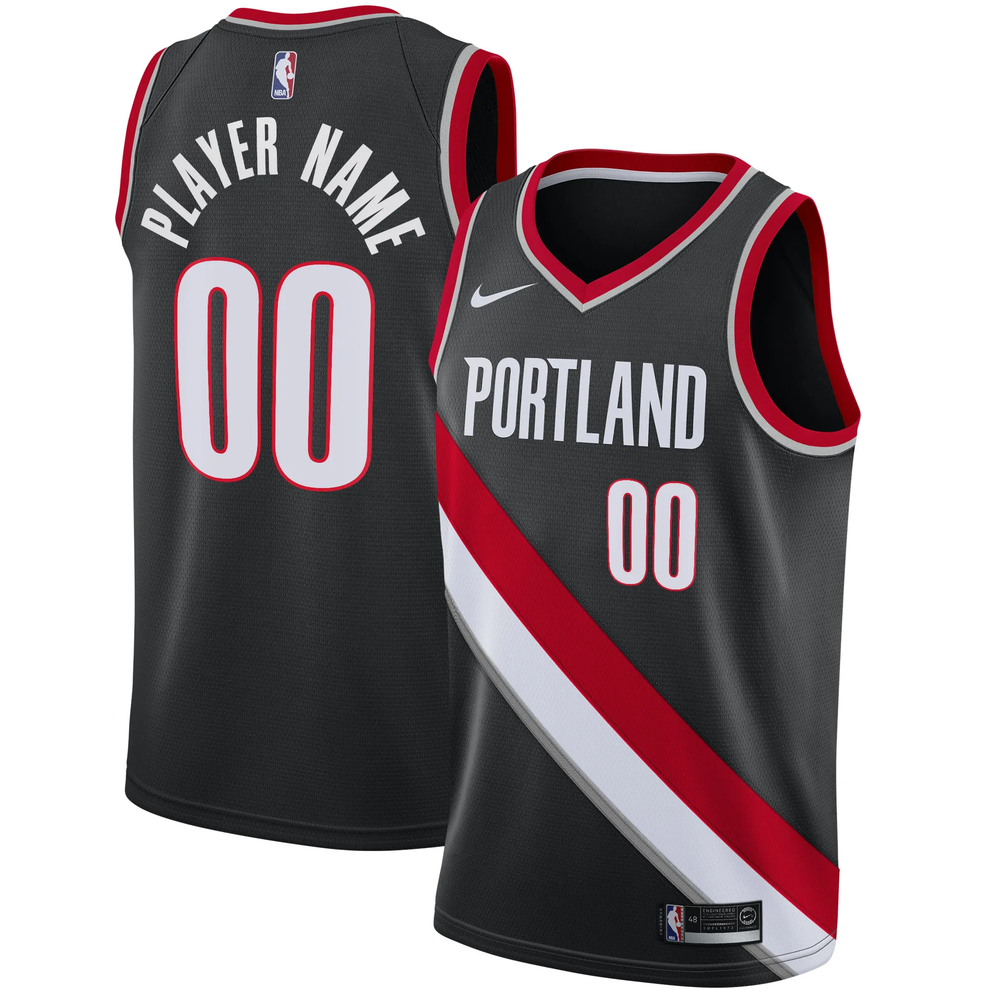 Portland Trail Blazers Nike 2020-21 Swingman Custom Jersey - Icon Edition - Black
