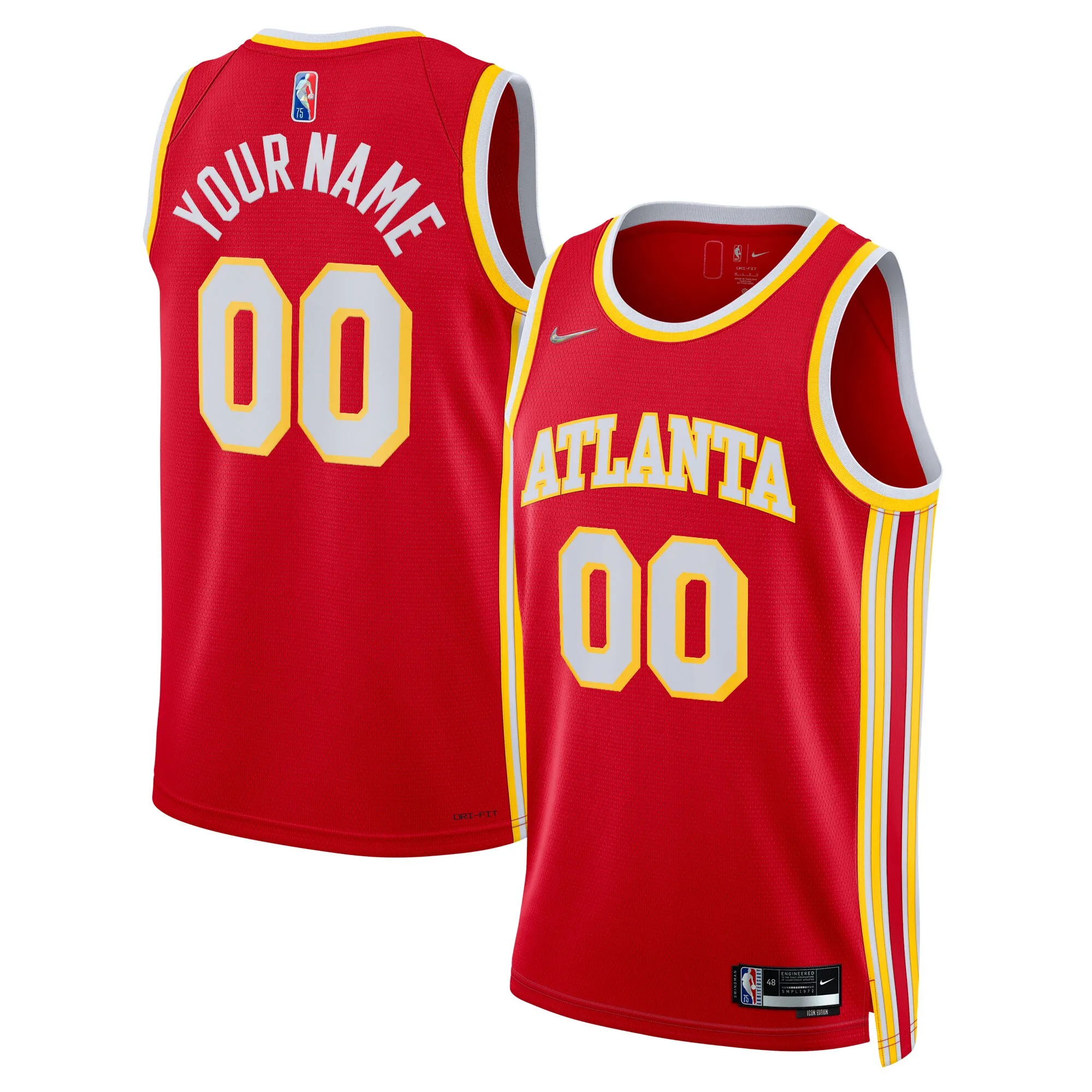 Atlanta Hawks Nike 2021-22 Diamond Swingman Custom Jersey - Icon Edition - Red