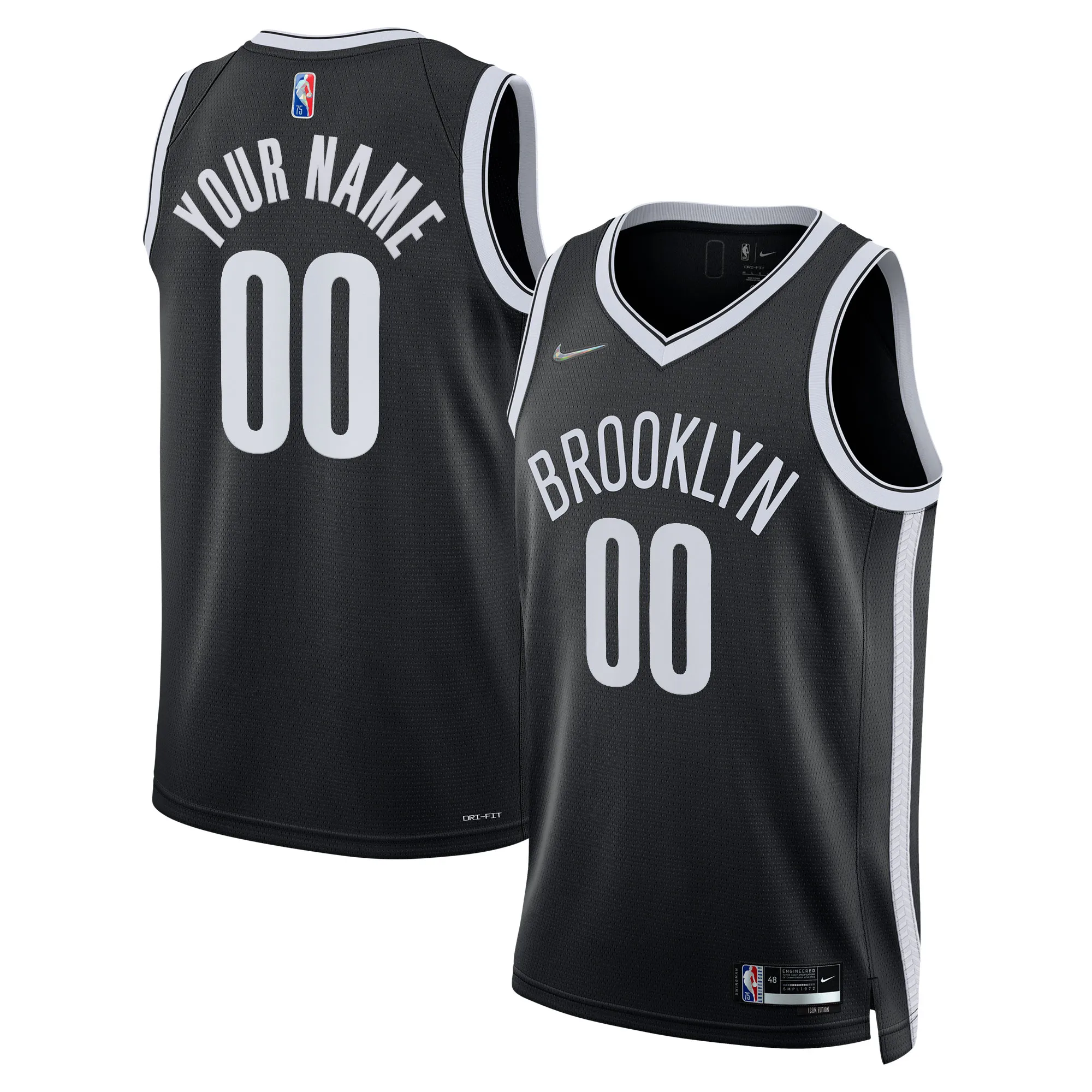 Brooklyn Nets Nike 2021-22 Diamond Swingman Custom Jersey - Icon Edition - Black
