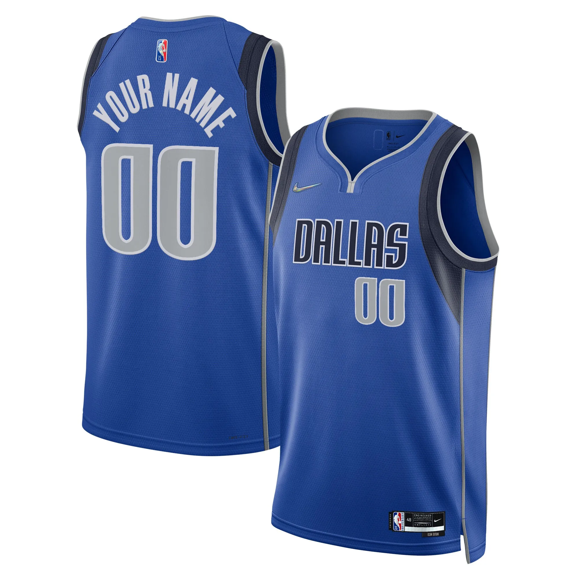Dallas Mavericks Nike 2021-22 Diamond Swingman Custom Jersey - Icon Edition - Blue