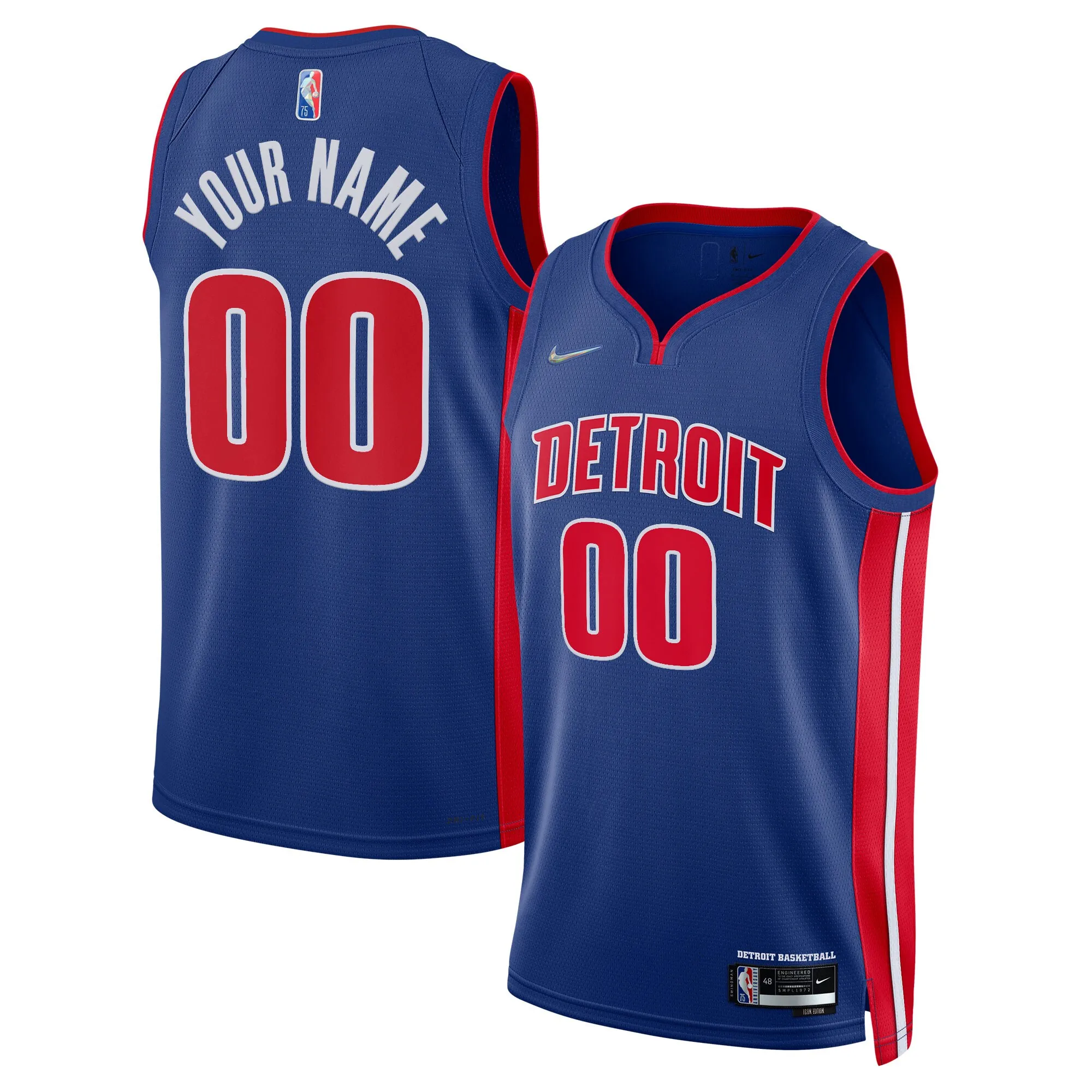 Detroit Pistons Nike 2021-22 Diamond Swingman Custom Jersey - Icon Edition - Blue