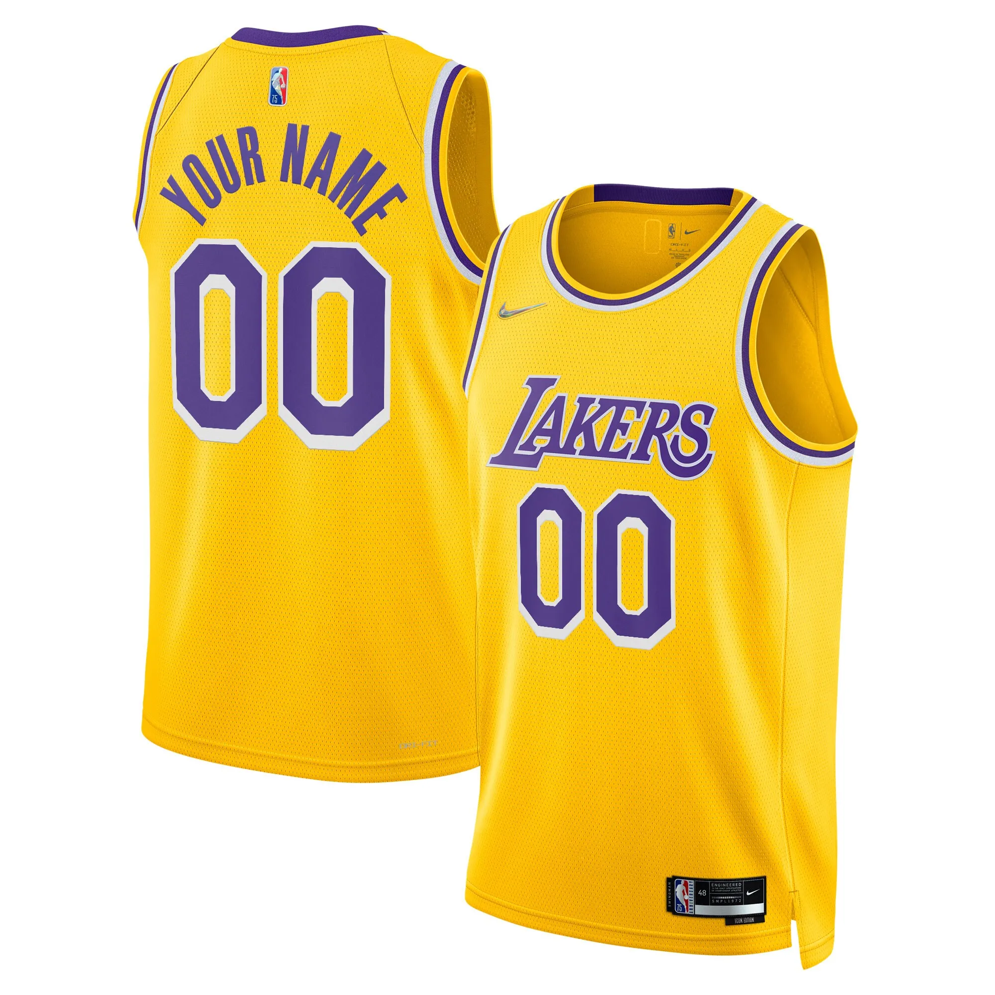 Los Angeles Lakers Nike 2021-22 Diamond Swingman Custom Jersey - Icon Edition - Gold