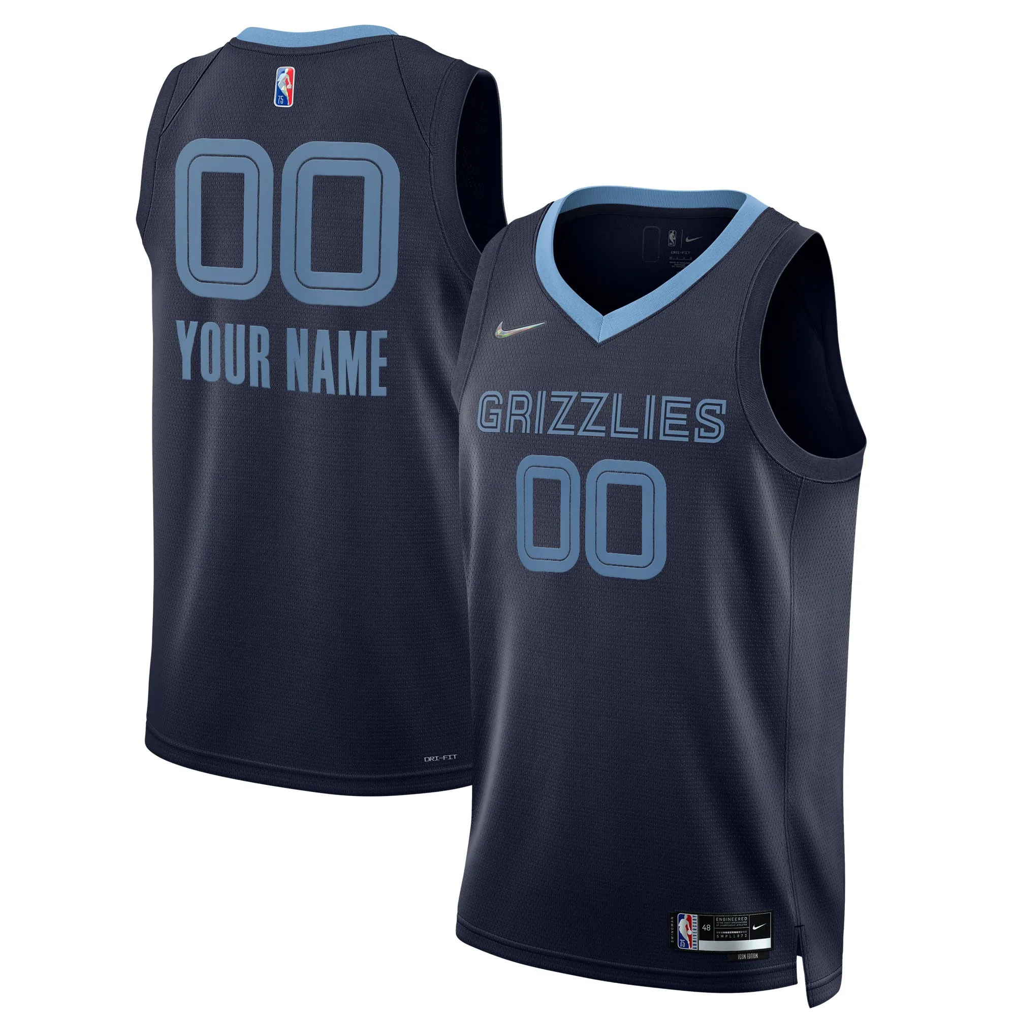 Memphis Grizzlies Nike 2021-22 Diamond Swingman Custom Jersey - Icon Edition - Navy