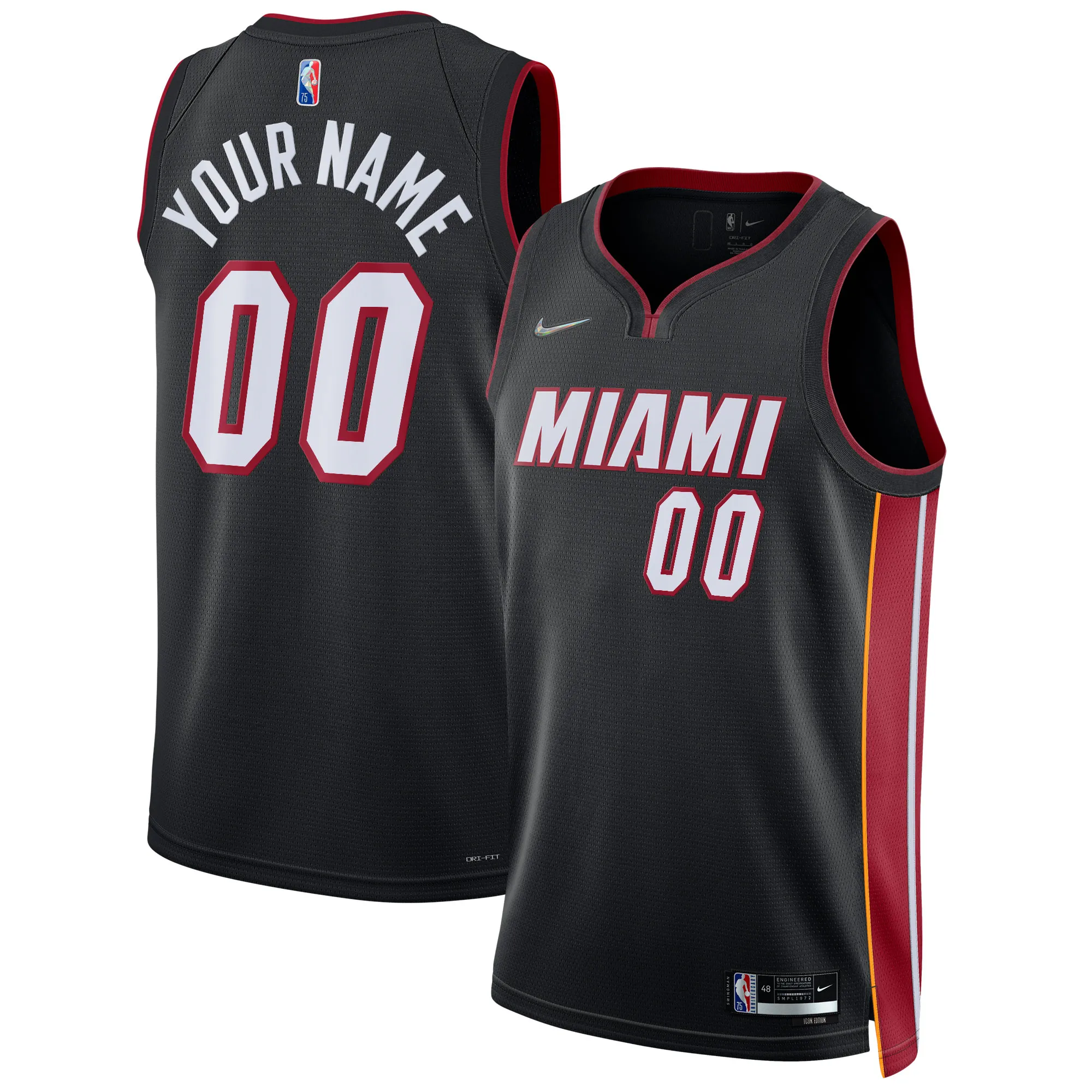 Miami Heat Nike 2021-22 Diamond Swingman Custom Jersey - Icon Edition - Black