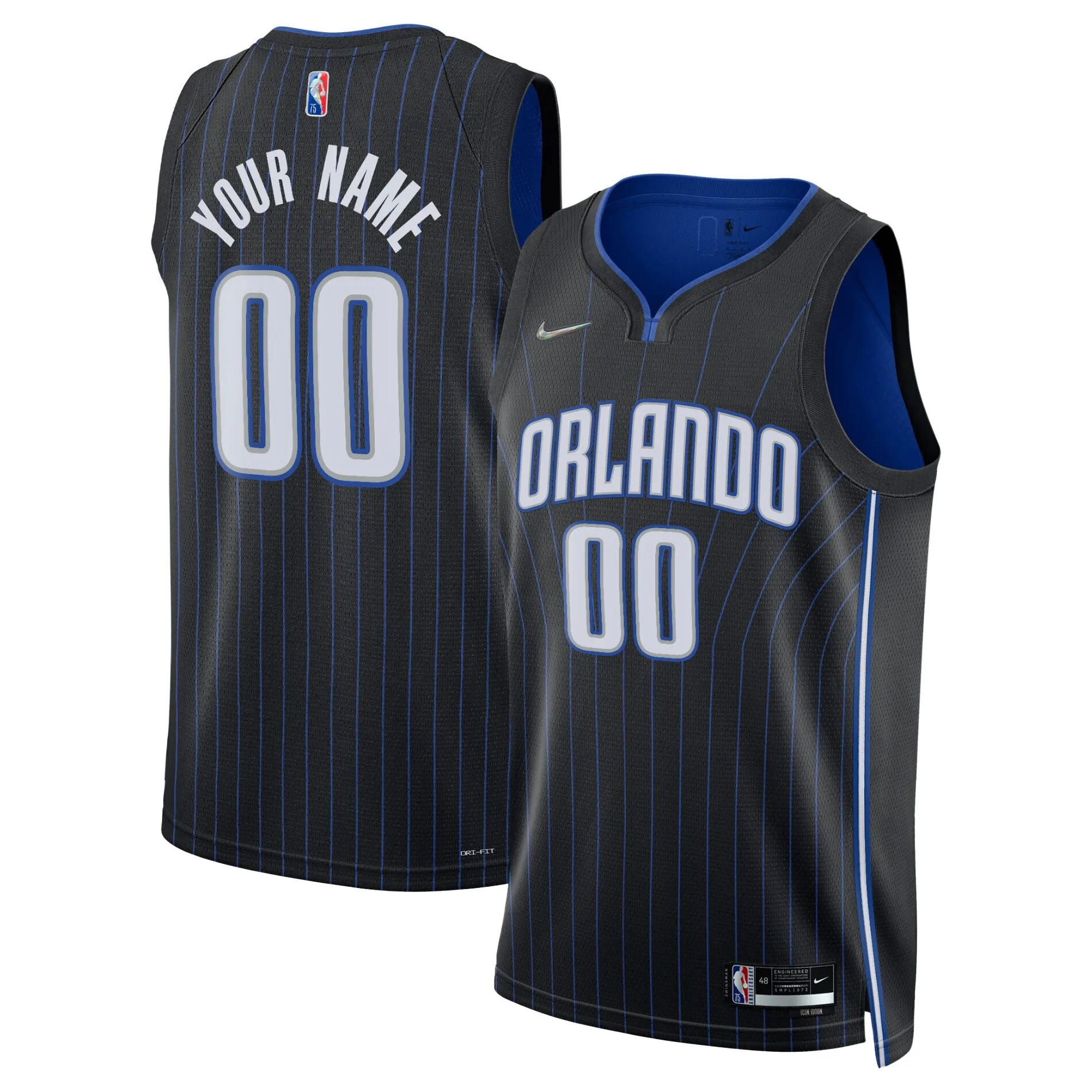 Orlando Magic Nike 2021-22 Diamond Swingman Custom Jersey - Icon Edition - Black