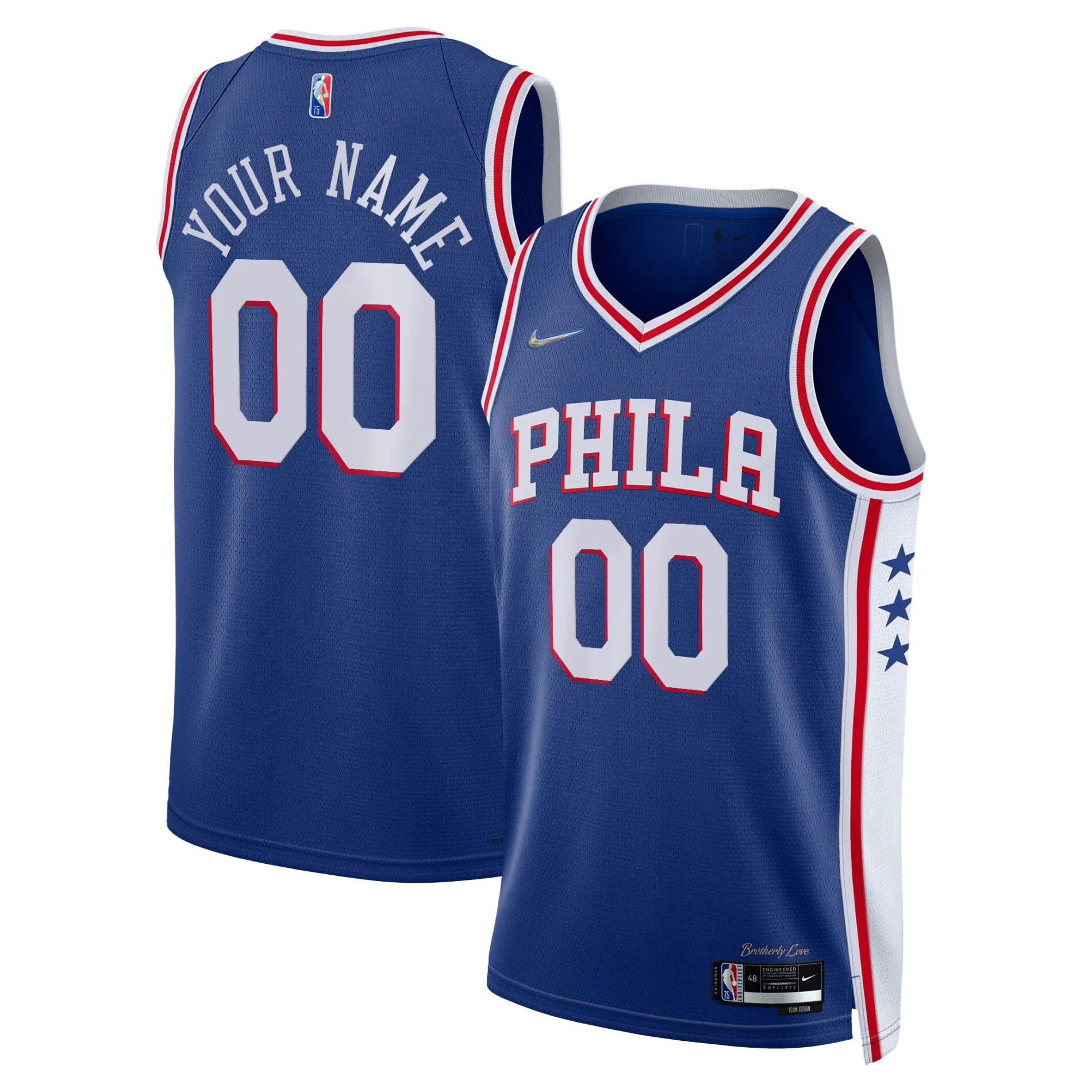Philadelphia 76ers Nike 2021-22 Diamond Swingman Custom Jersey - Icon Edition - Royal