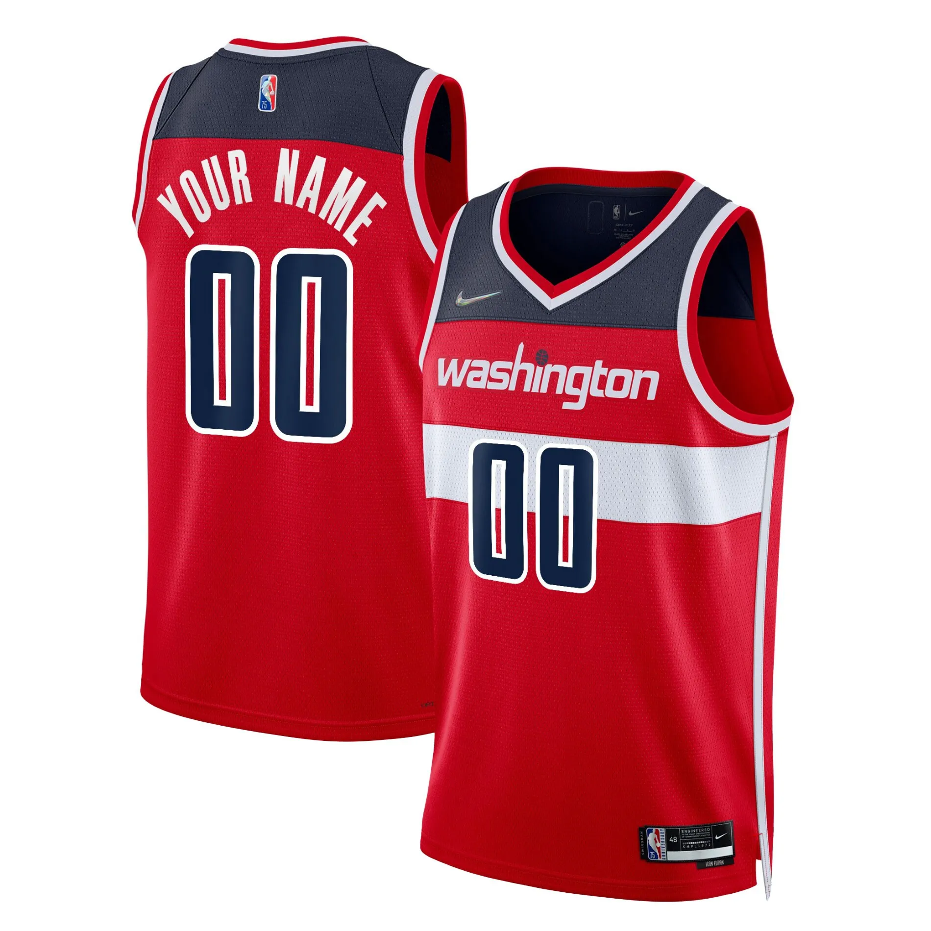 Washington Wizards Nike 2021-22 Diamond Swingman Custom Jersey - Icon Edition - Red