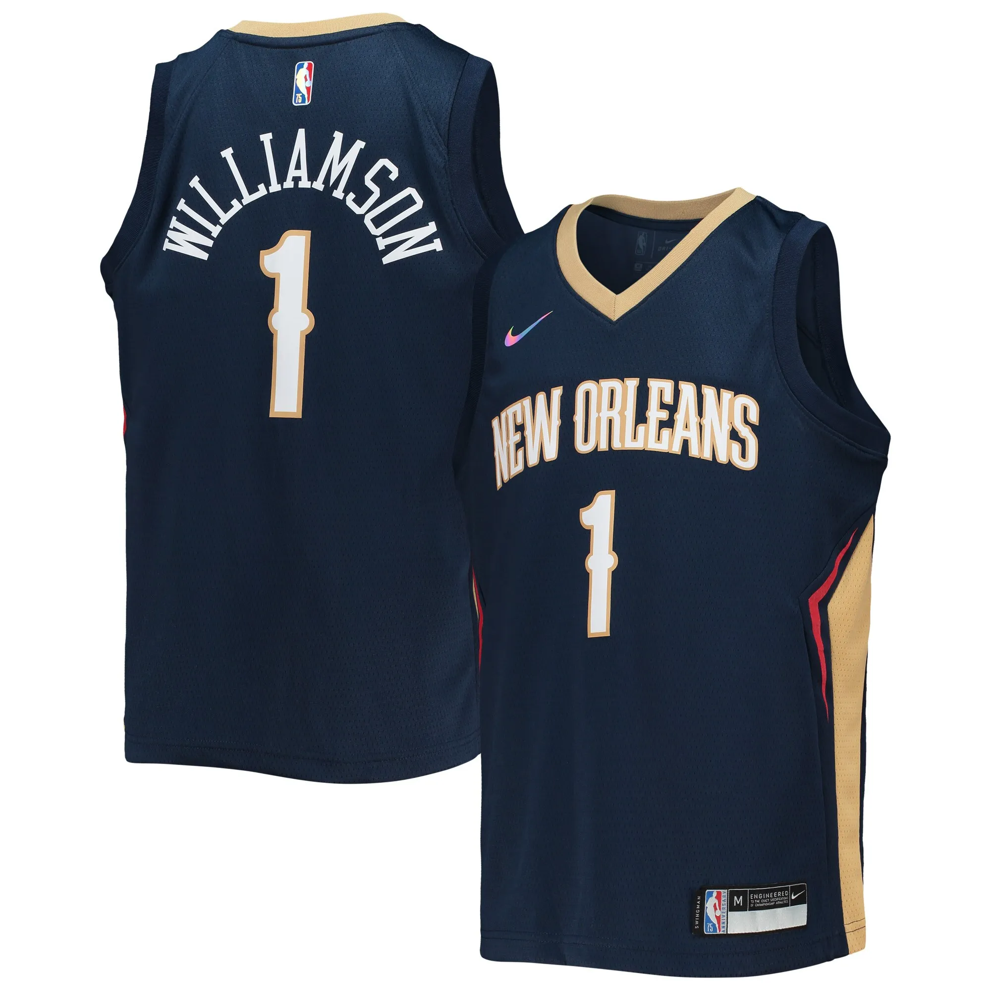 Zion Williamson New Orleans Pelicans Nike Youth 2021-22 Diamond Swingman Jersey - Icon Edition - Navy