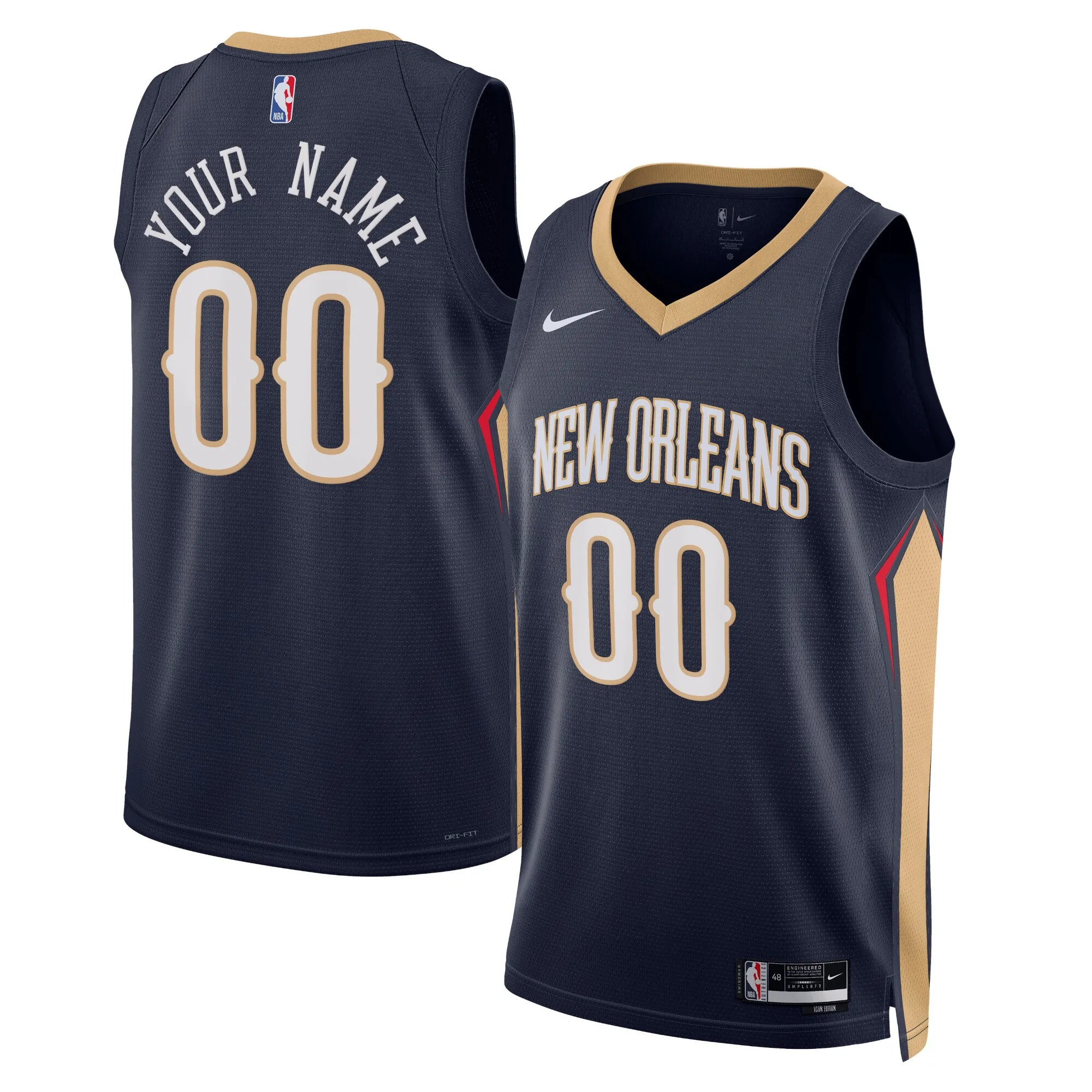 New Orleans Pelicans Nike Unisex 2022-23 Swingman Custom Jersey Navy - Icon Edition