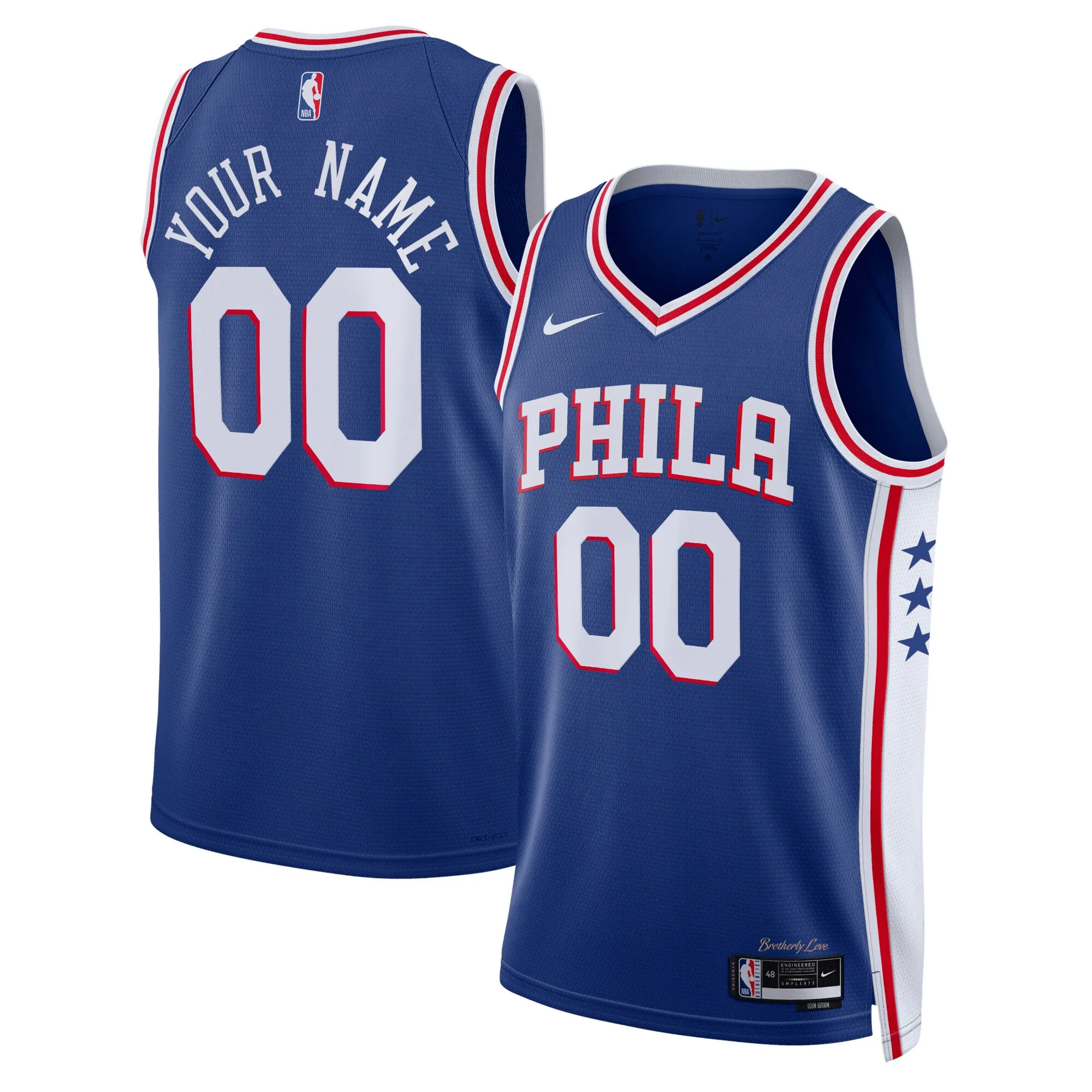 Philadelphia 76ers Nike Unisex 2022-23 Swingman Custom Jersey Royal - Icon Edition
