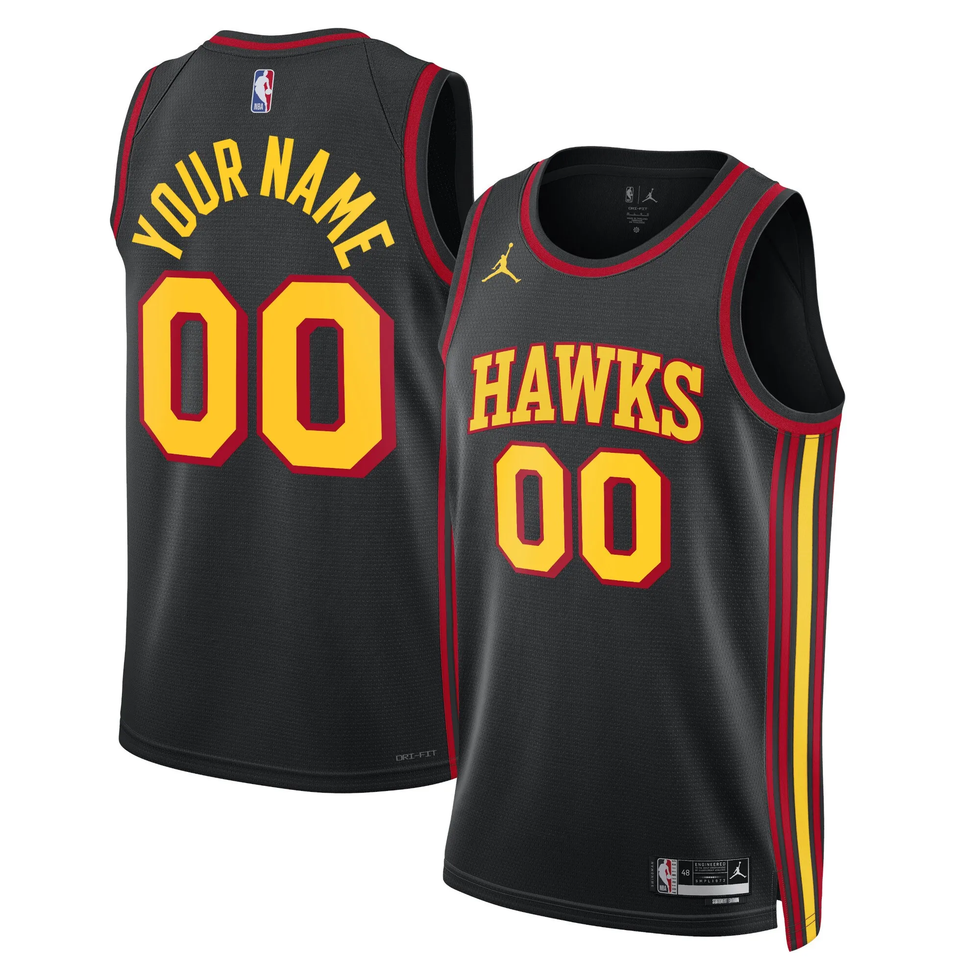 Atlanta Hawks Jordan Brand Unisex 2022-23 Swingman Custom Jersey - Statement Edition - Black