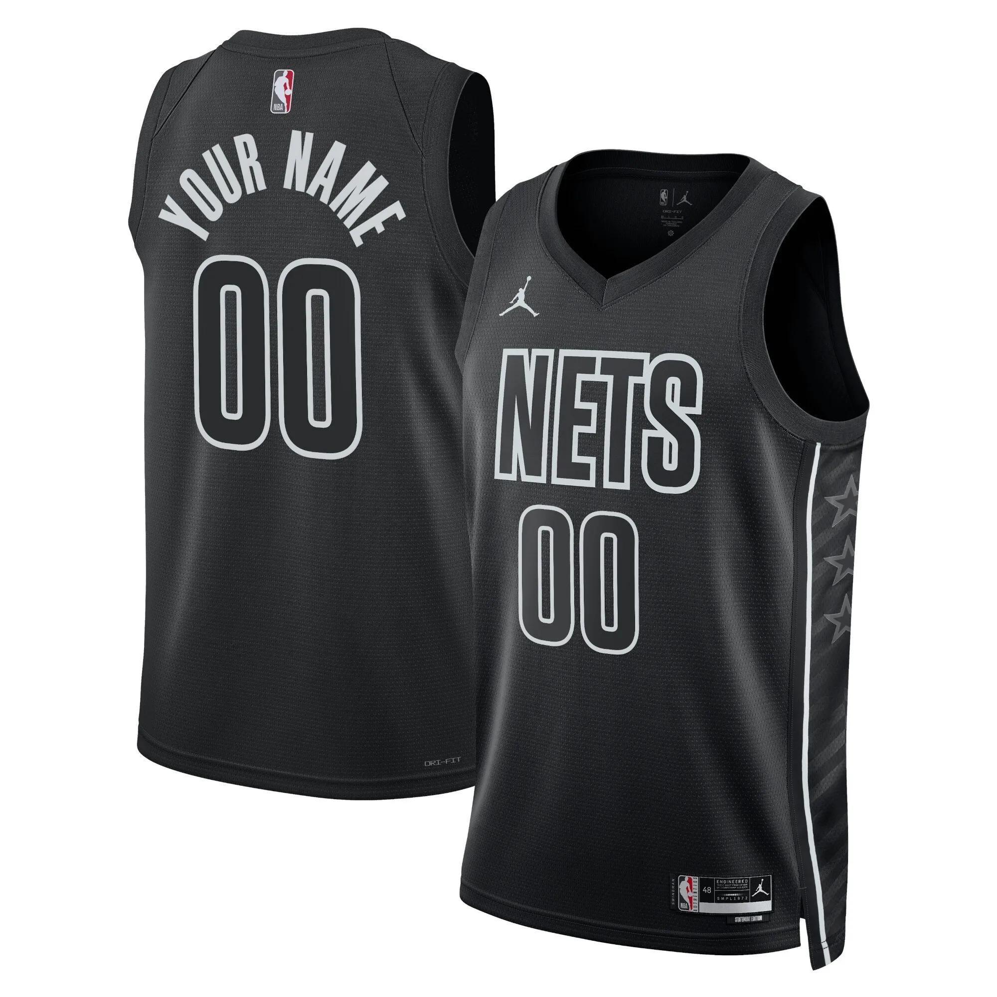 Brooklyn Nets Jordan Brand Unisex 2022-23 Swingman Custom Jersey - Statement Edition - Black