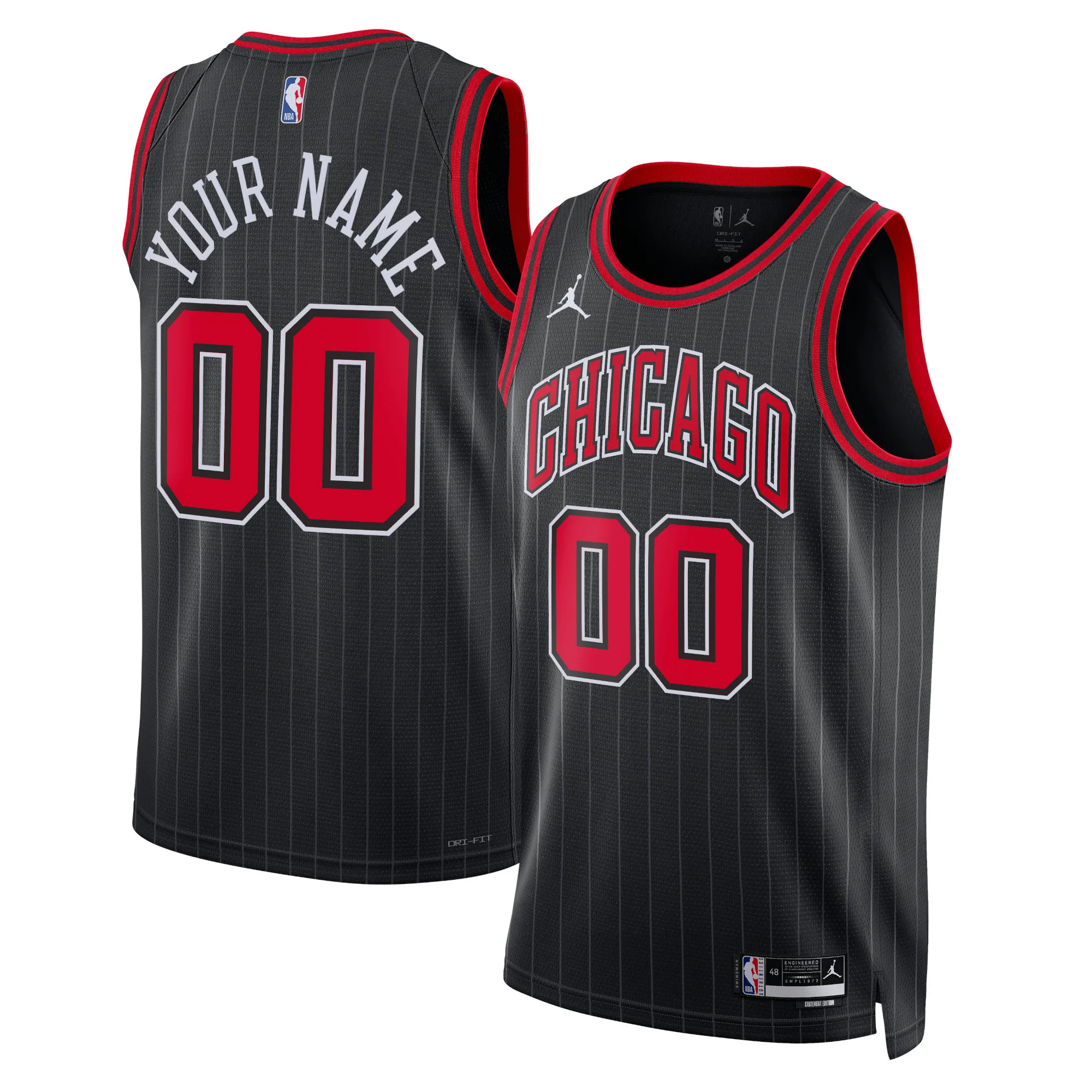 Chicago Bulls Jordan Brand Unisex 2022-23 Swingman Custom Jersey - Statement Edition - Black