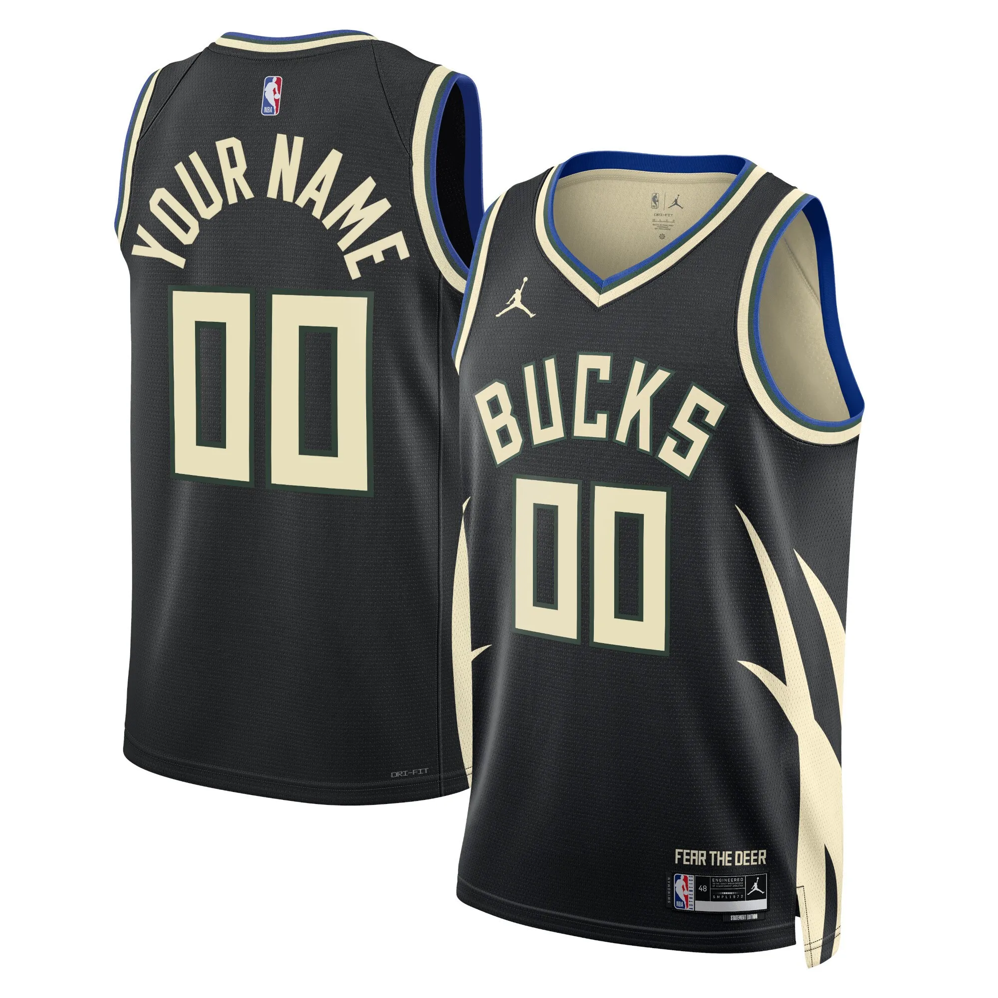 Milwaukee Bucks Jordan Brand Unisex 2022-23 Swingman Custom Jersey - Statement Edition - Black