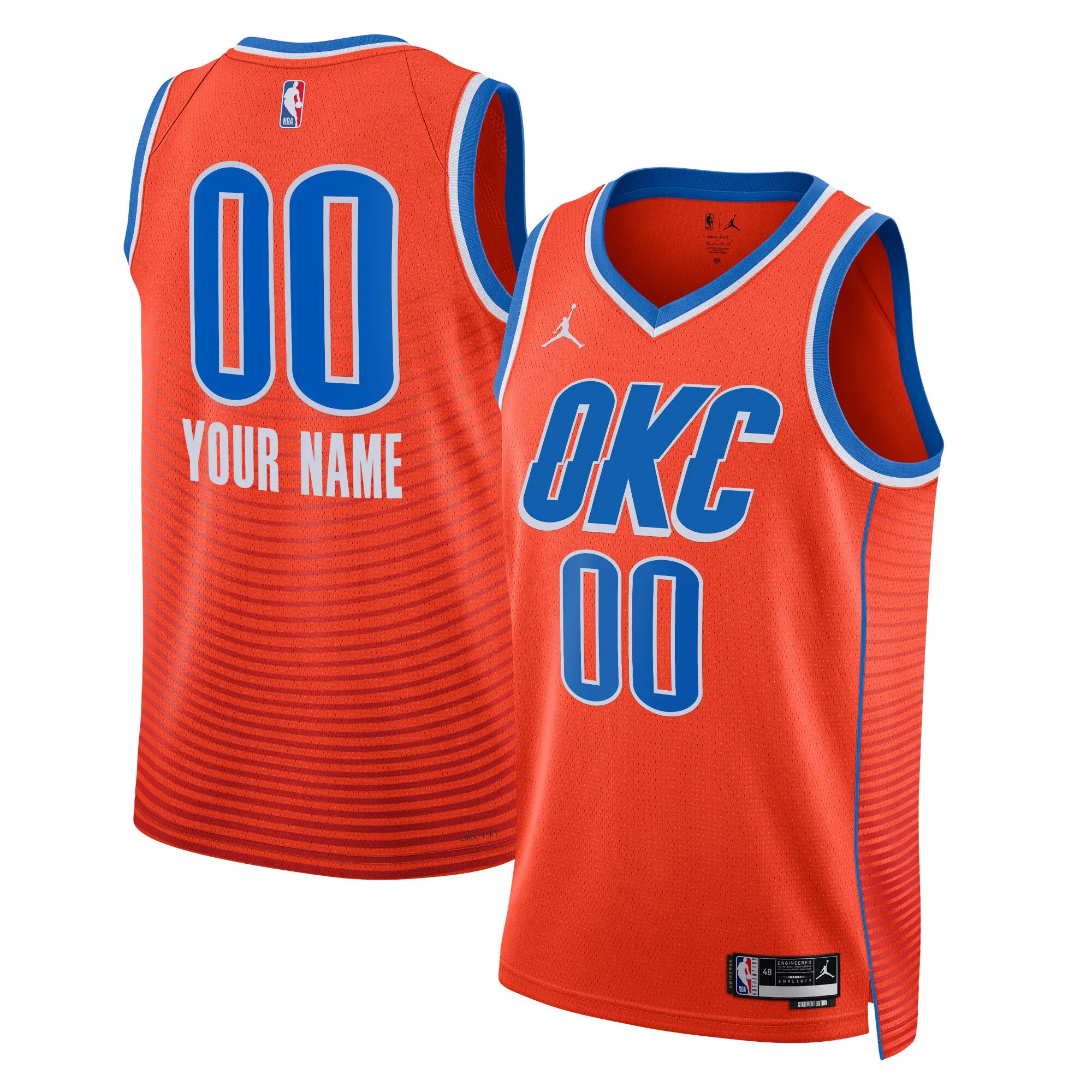 Oklahoma City Thunder Jordan Brand Unisex 2022-23 Swingman Custom Jersey - Statement Edition - Orange
