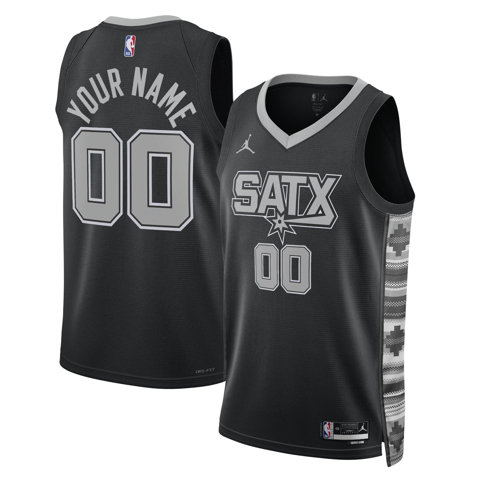 San Antonio Spurs Jordan Brand Unisex 2022-23 Swingman Custom Jersey - Statement Edition - Black