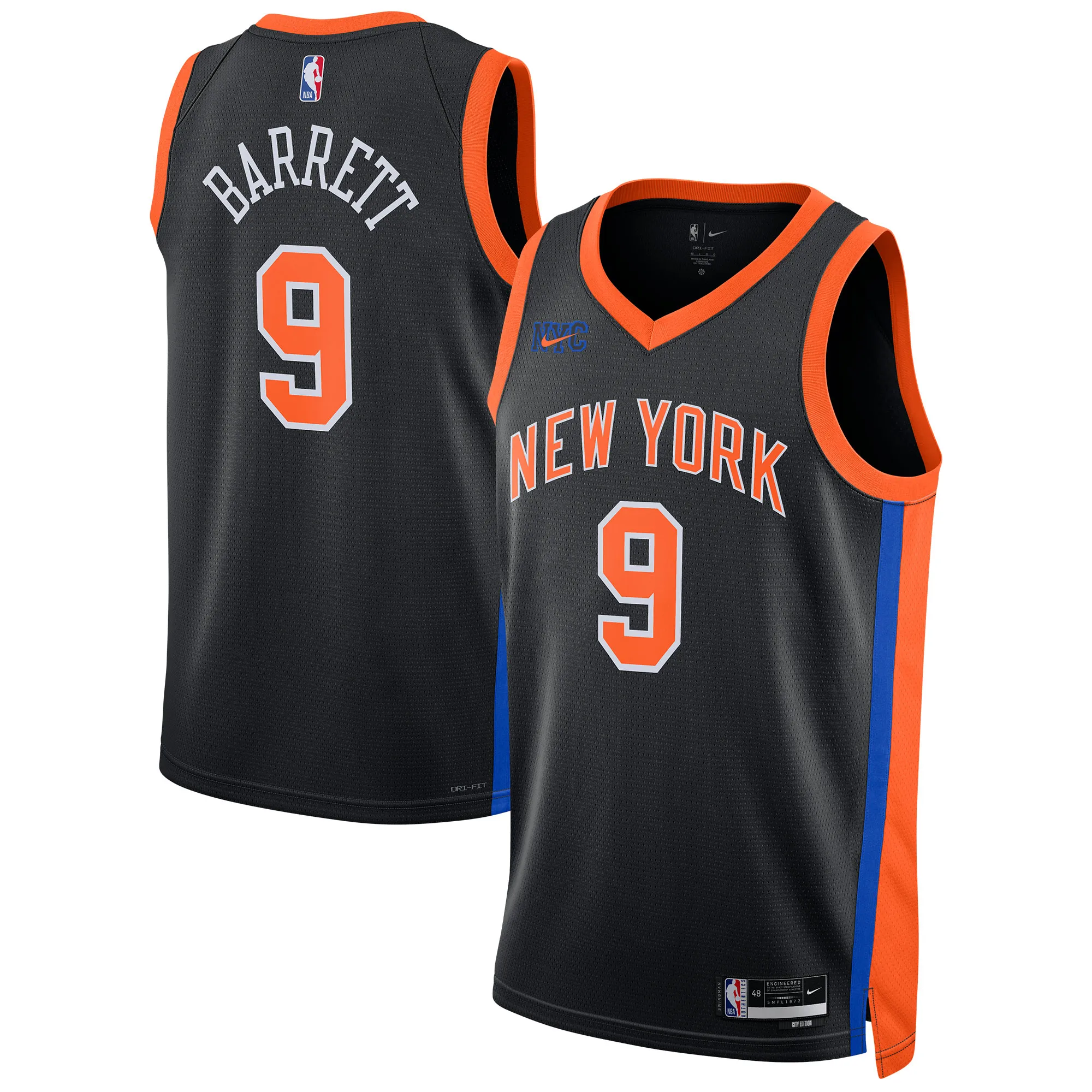 RJ Barrett New York Knicks Nike Unisex 2022-23 Swingman Jersey - City Edition - Black