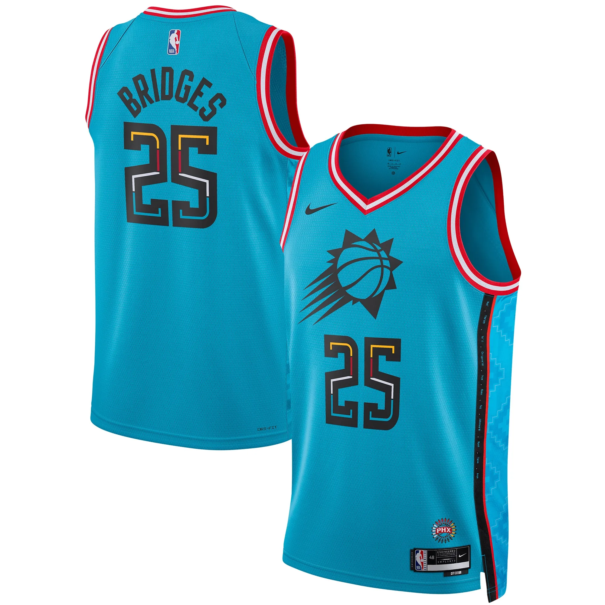 Mikal Bridges Phoenix Suns Nike Unisex 2022-23 Swingman Jersey - City Edition - Turquoise