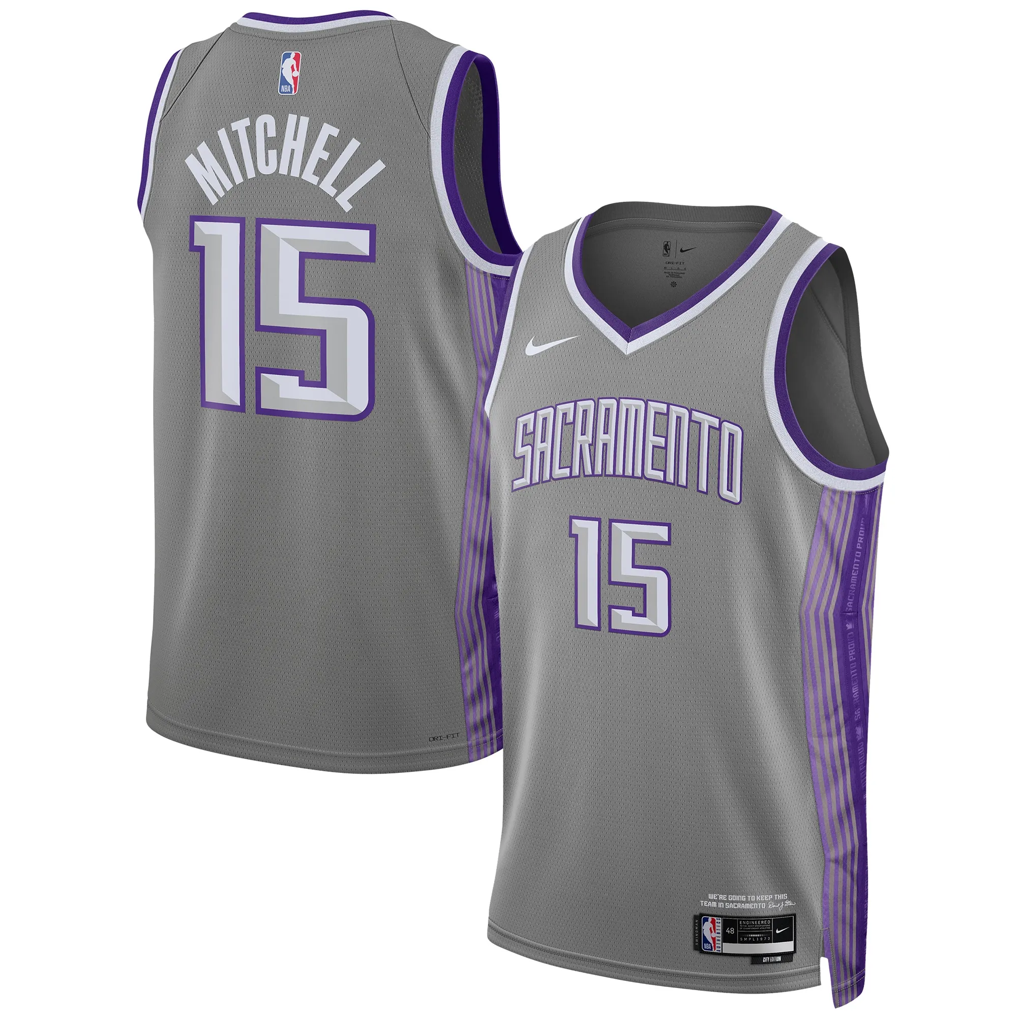 Davion Mitchell Sacramento Kings Nike Unisex 2022-23 Swingman Jersey - City Edition - Anthracite