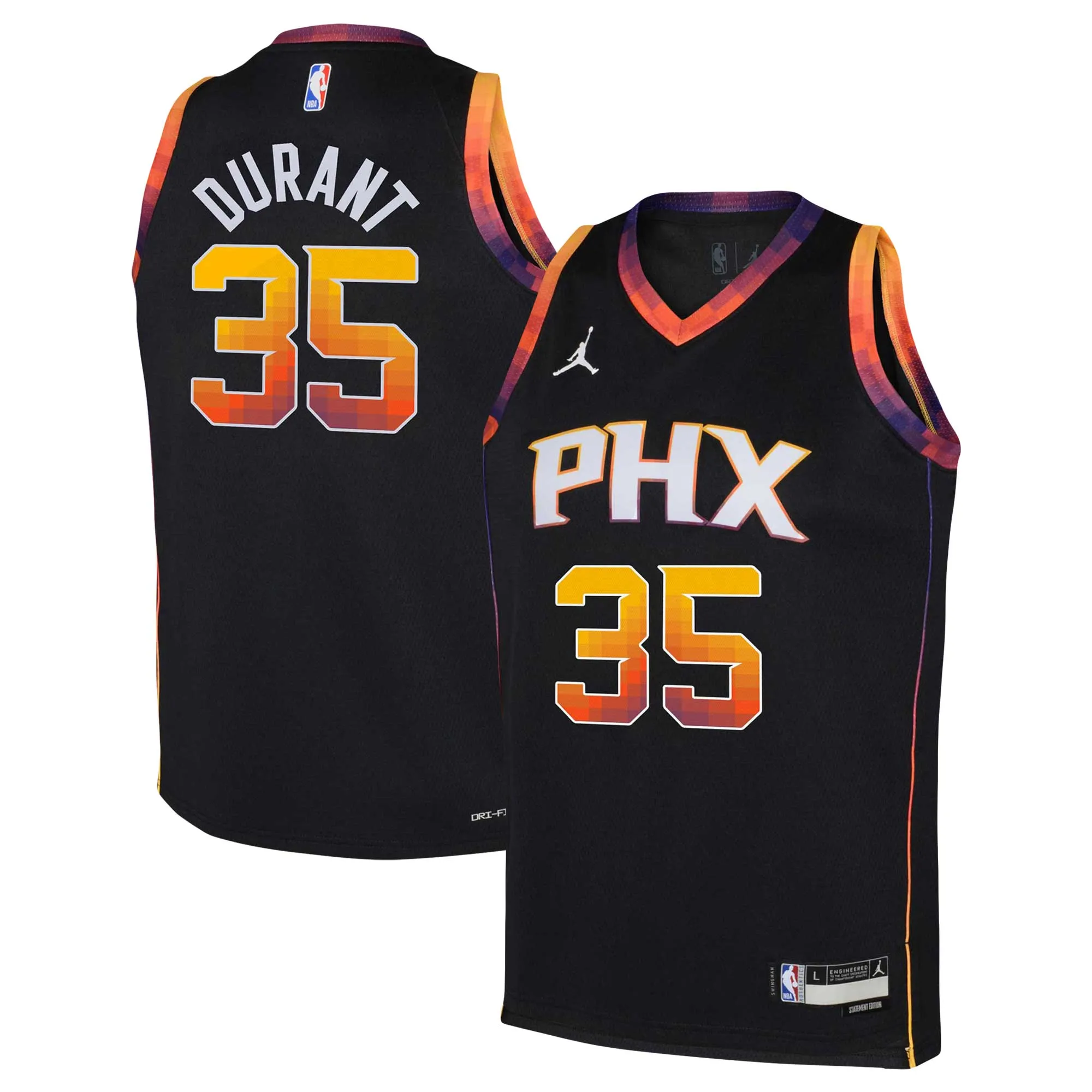 Kevin Durant Phoenix Suns Jordan Brand Youth 2022-23 Swingman Jersey - Statement Edition - Black